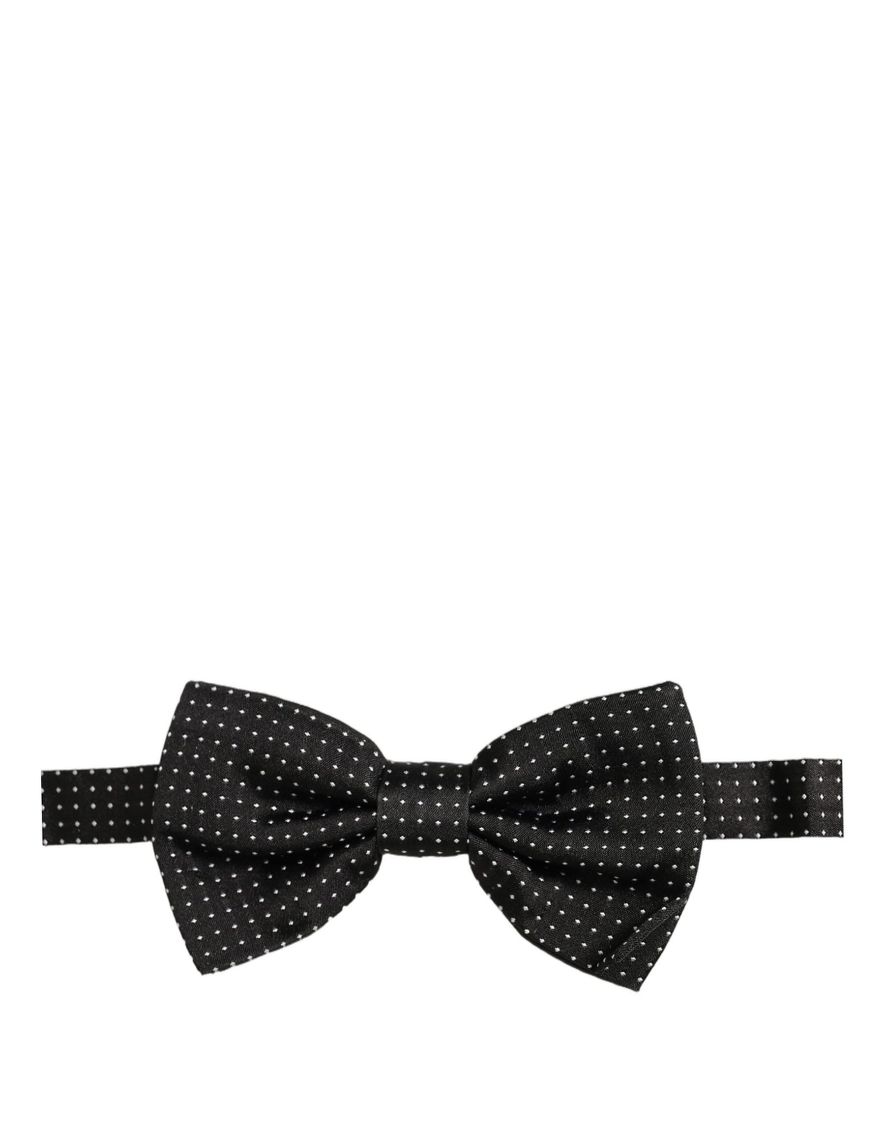 Dolce & Gabbana Men Black Polka Dot Silk Adjustable Neck Papillon Bow Tie | Regal Royce