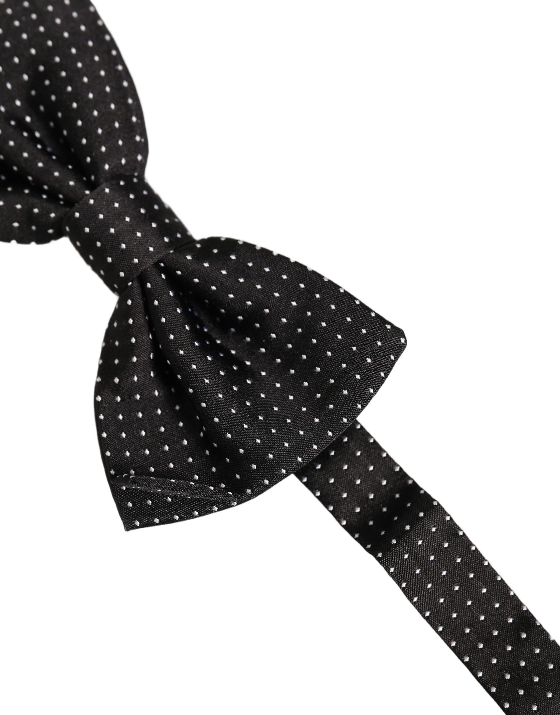 Dolce & Gabbana Men Black Polka Dot Silk Adjustable Neck Papillon Bow Tie | Regal Royce