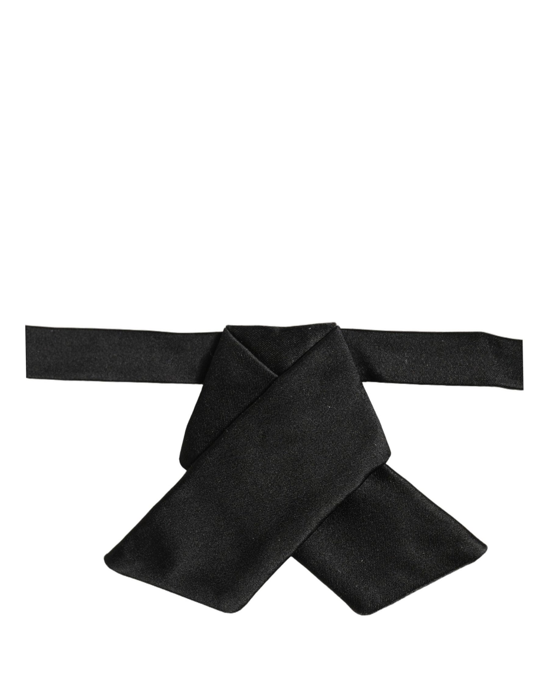 Dolce & Gabbana Men Black 100% SIlk Adjustable Neck Papillon Bow Tie | Regal Royce