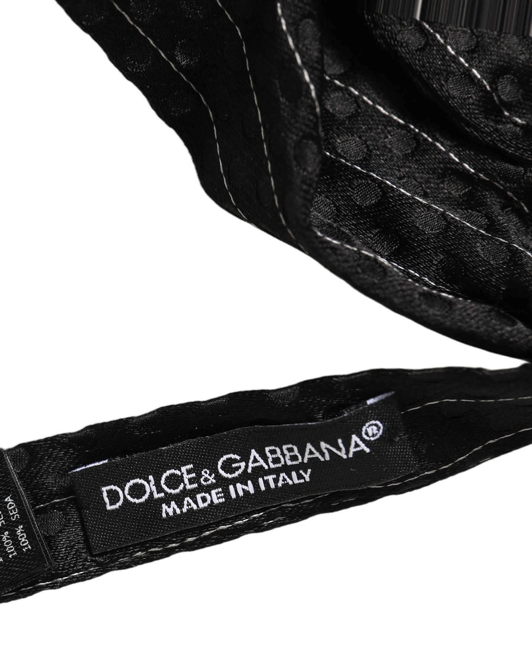 Dolce & Gabbana Men Black Pinstripe Silk Adjustable Neck Papillon Bow Tie | Regal Royce