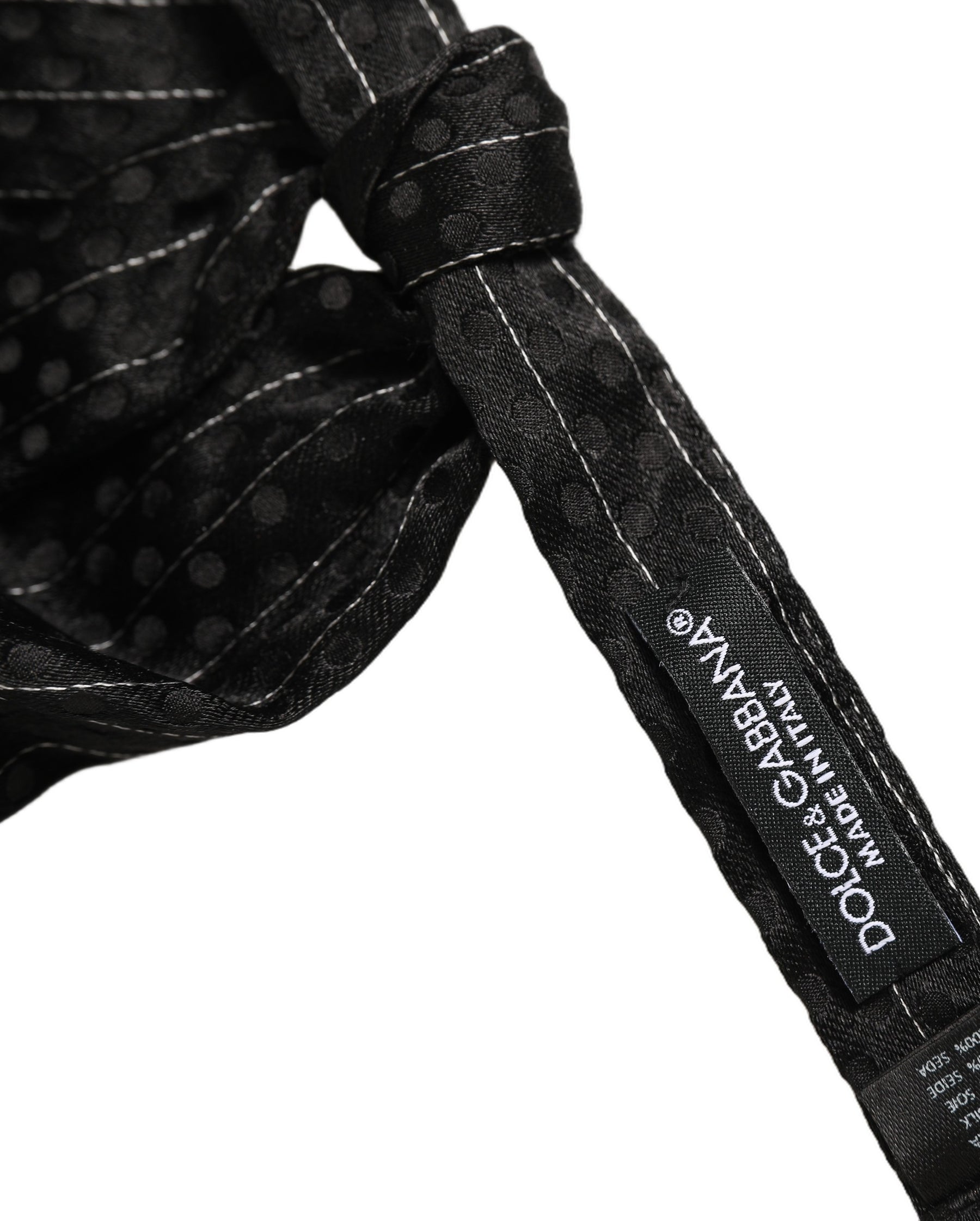 Dolce & Gabbana Men Black Pinstripe Silk Adjustable Neck Papillon Bow Tie | Regal Royce