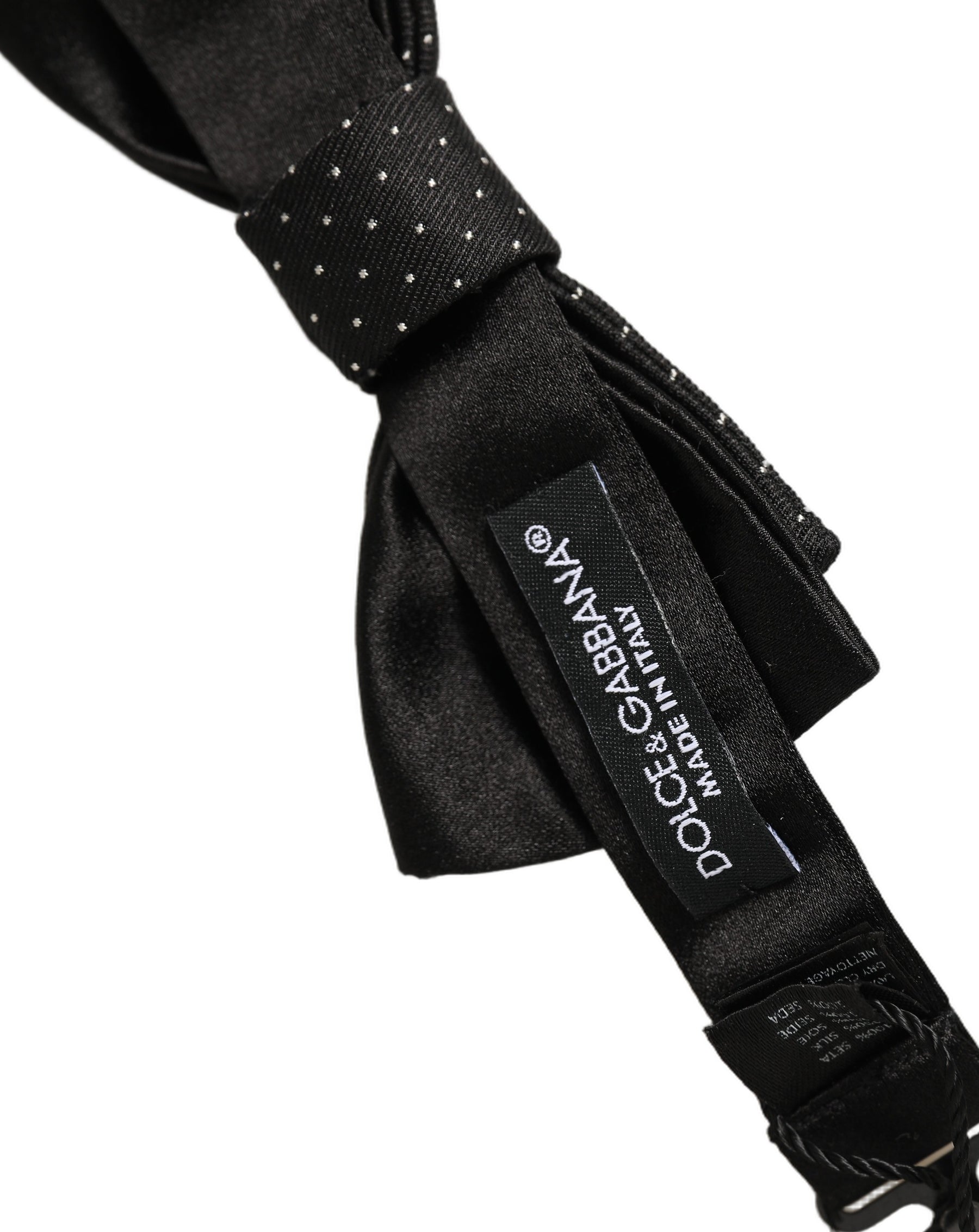 Dolce & Gabbana Men Black DG Polka Dot Adjustable Neck Papillon Bow Tie | Regal Royce