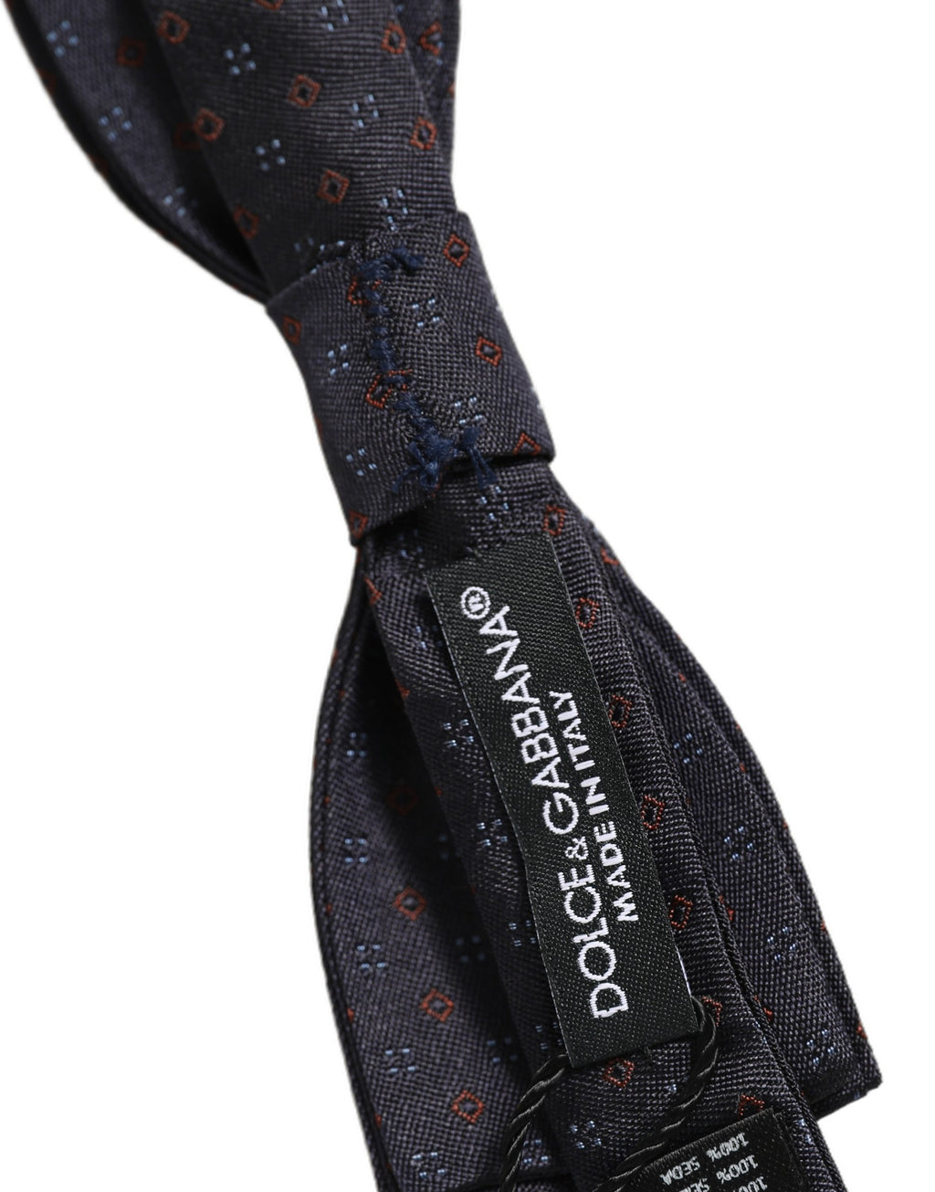 Dolce & Gabbana Black Diamond Pattern Adjustable Neck Papillon Bow Tie