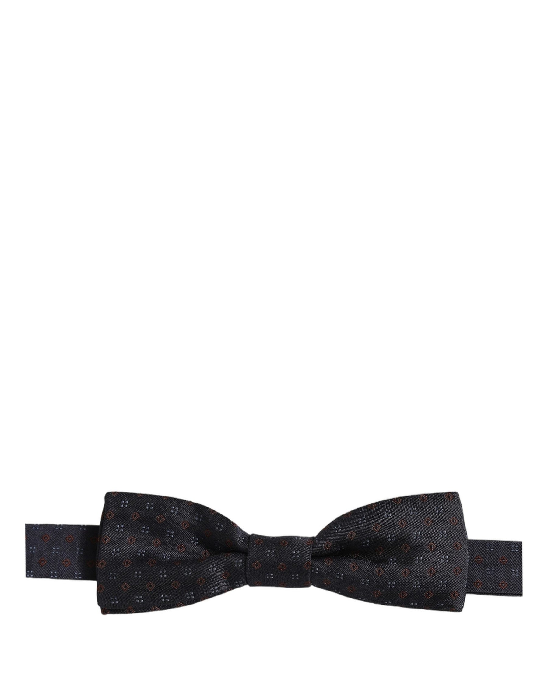 Dolce & Gabbana Black Diamond Pattern Adjustable Neck Papillon Bow Tie | Regal Royce