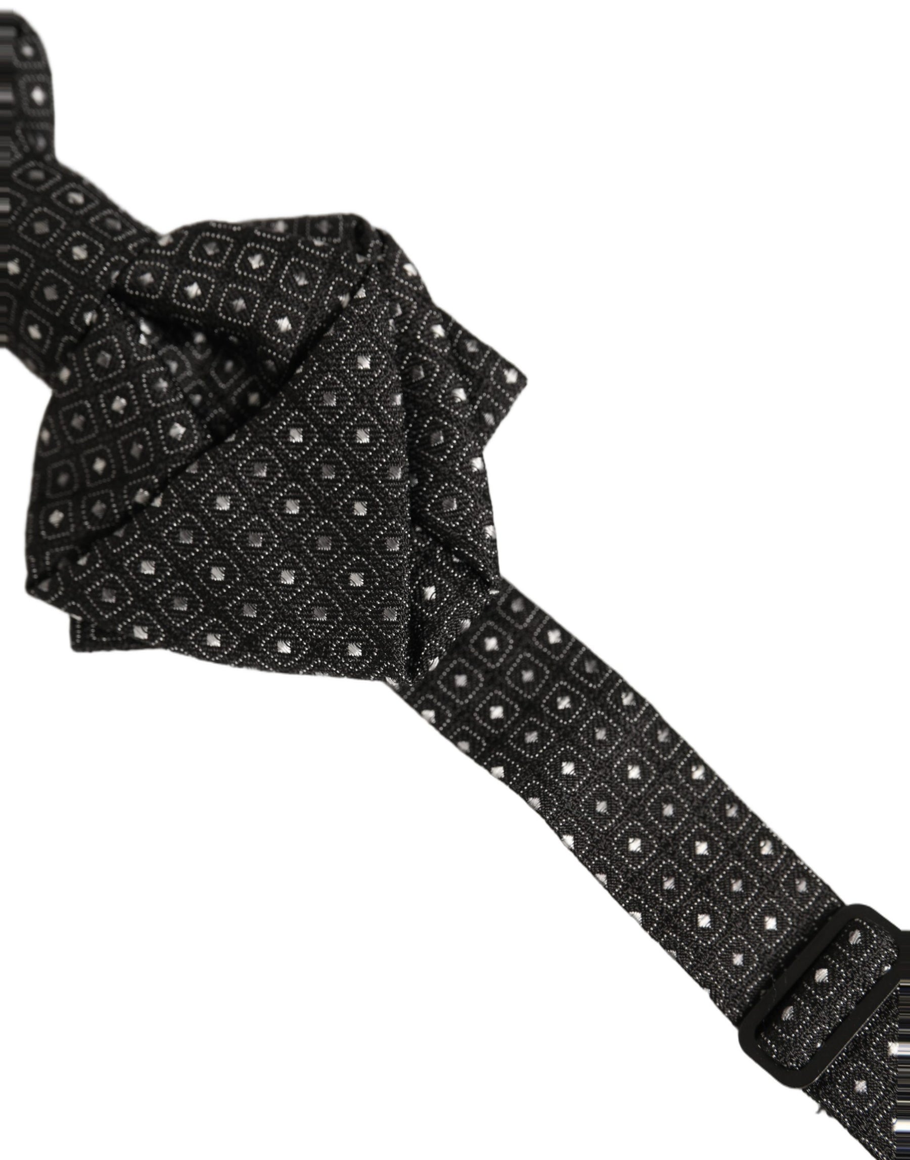 Dolce & Gabbana Men Black Polka Dot Silk Adjustable Neck Papillon Bow Tie | Regal Royce