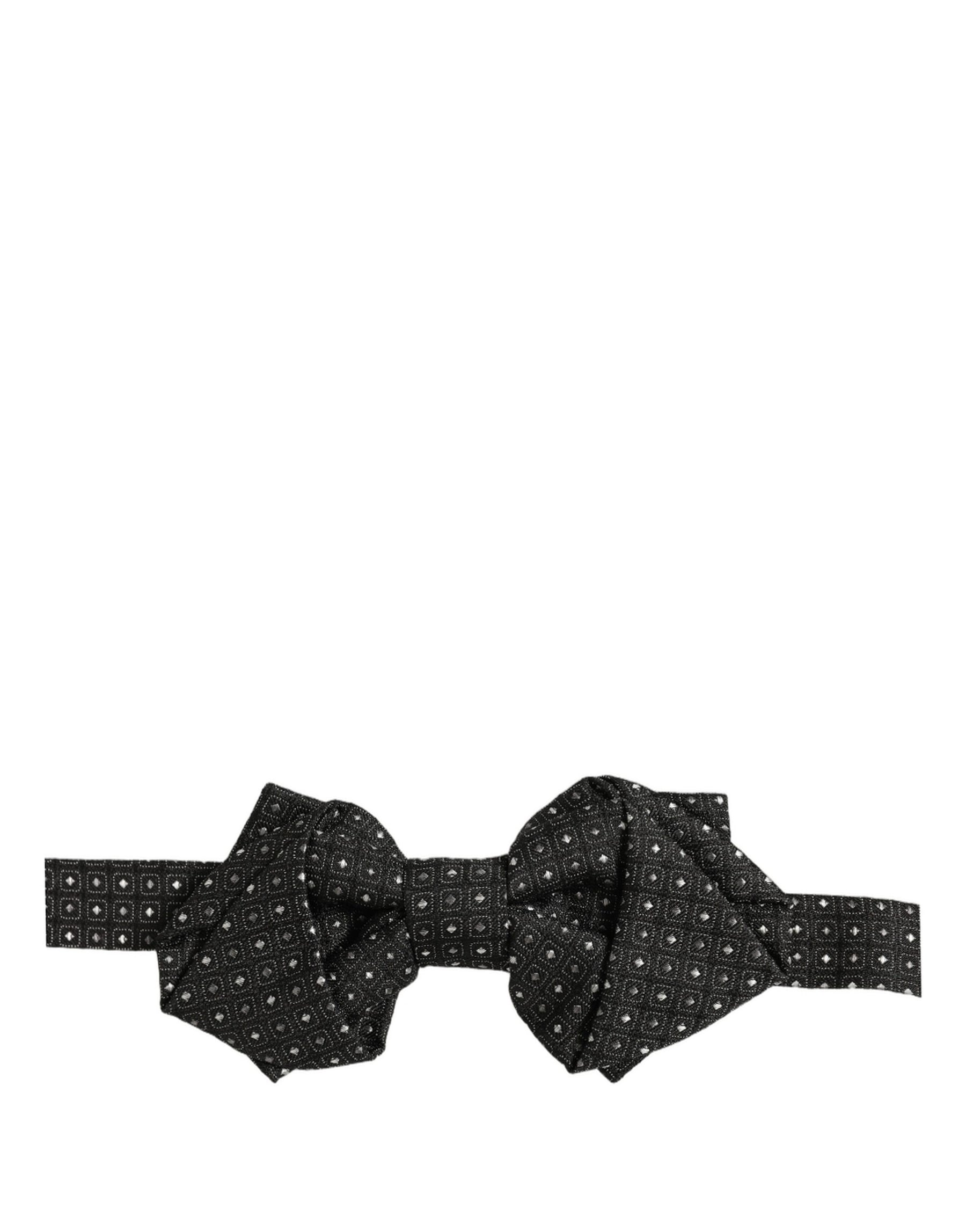 Dolce & Gabbana Men Black Polka Dot Silk Adjustable Neck Papillon Bow Tie | Regal Royce
