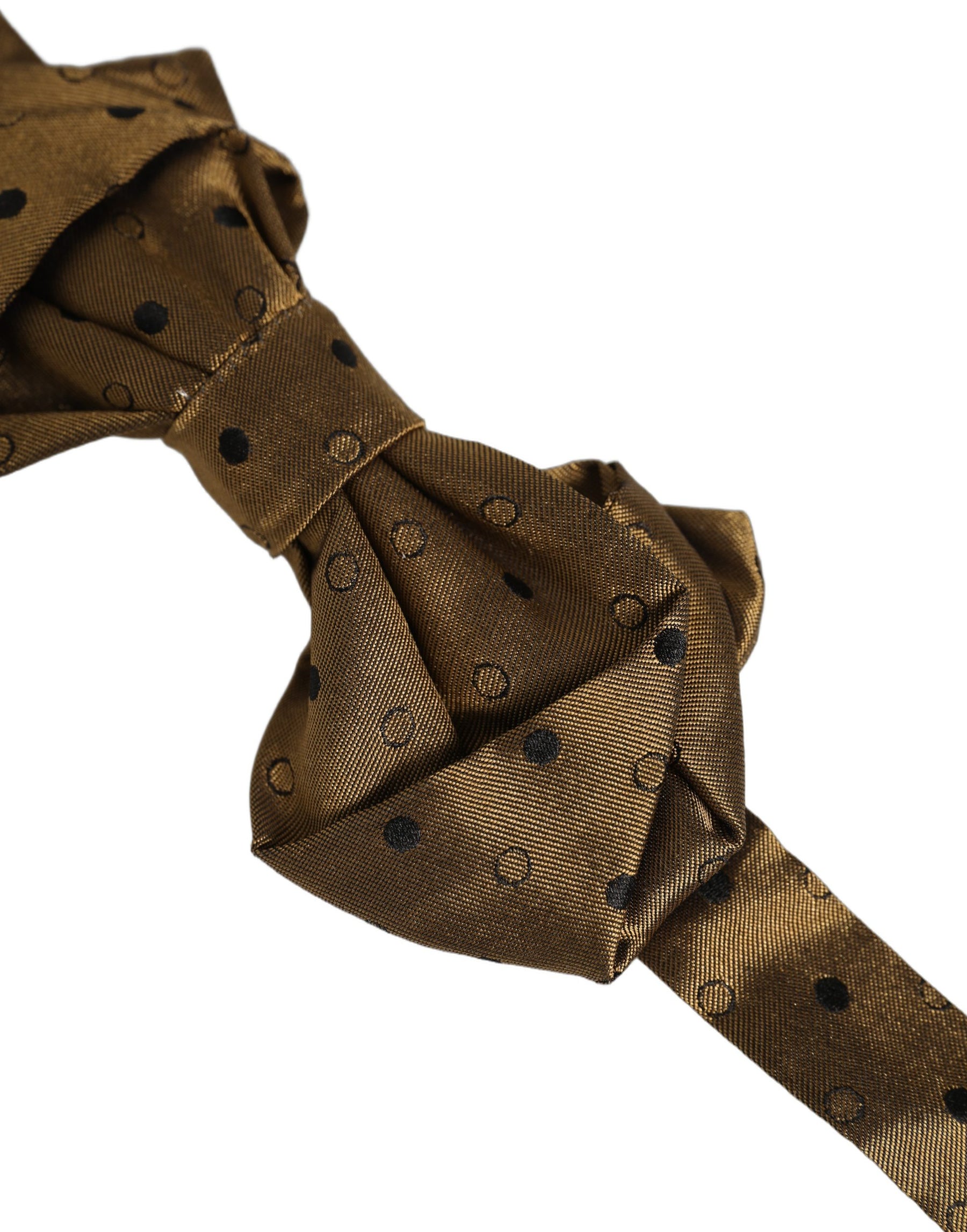 Dolce & Gabbana Men Brown Polka Dot Silk Adjustable Neck Papillon Bow Tie | Regal Royce