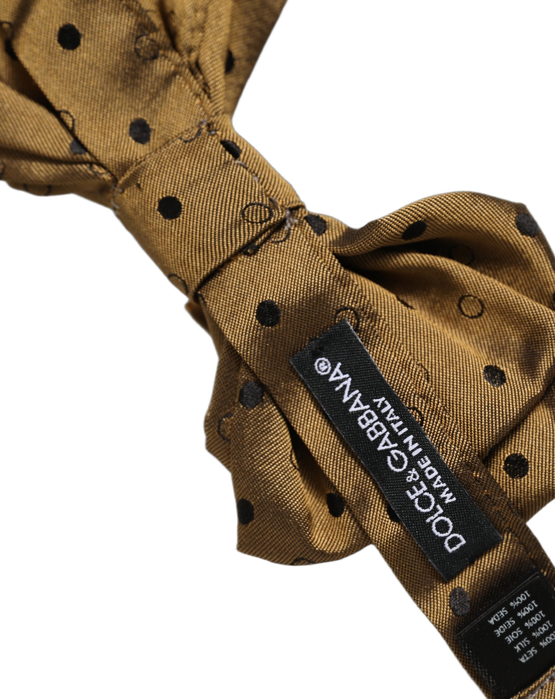 Dolce & Gabbana Men Brown Polka Dot Silk Adjustable Neck Papillon Bow Tie | Regal Royce