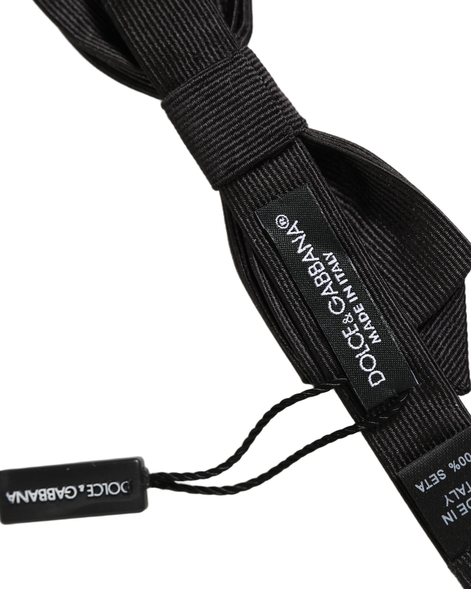 Dolce & Gabbana Men Black 100% Silk Adjustable Neck Papillon Bow Tie | Regal Royce
