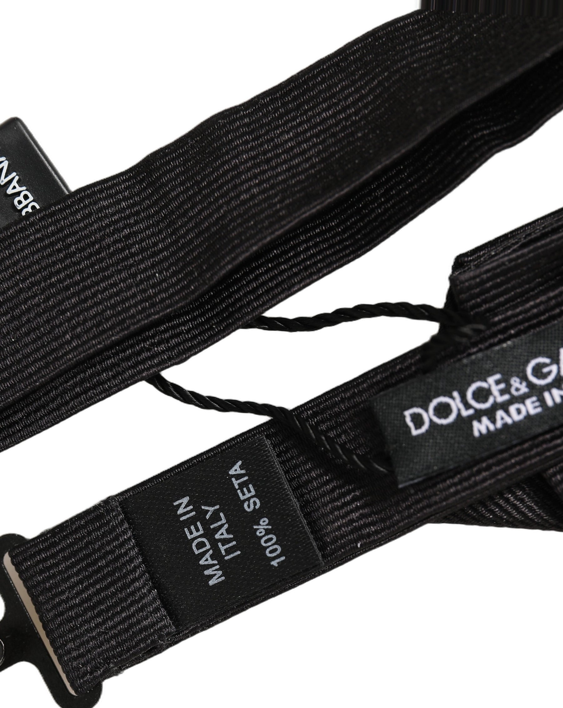 Dolce & Gabbana Men Black 100% Silk Adjustable Neck Papillon Bow Tie | Regal Royce