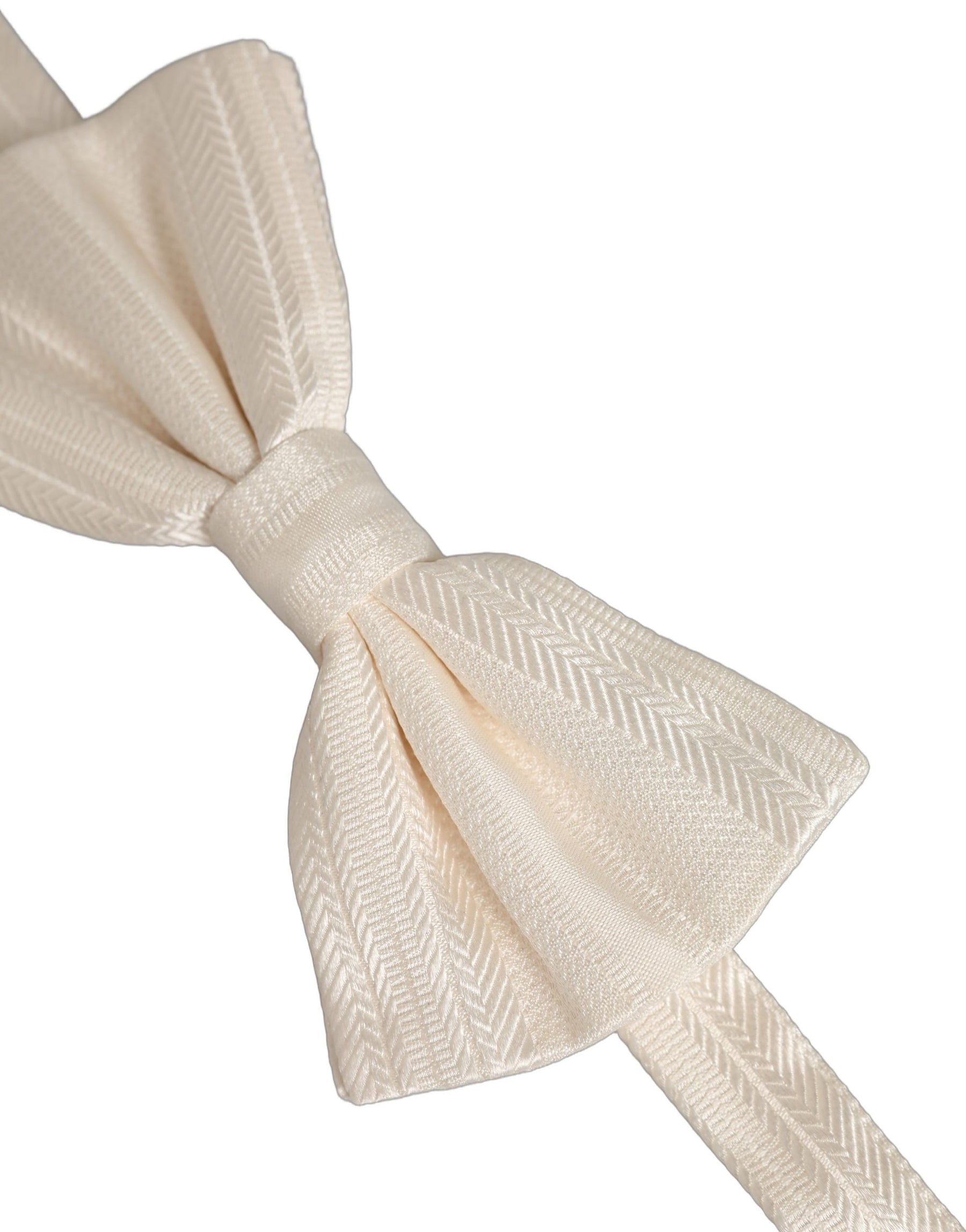 Dolce & Gabbana Men White 100% Silk Adjustable Neck Papillon Bow Tie | Regal Royce