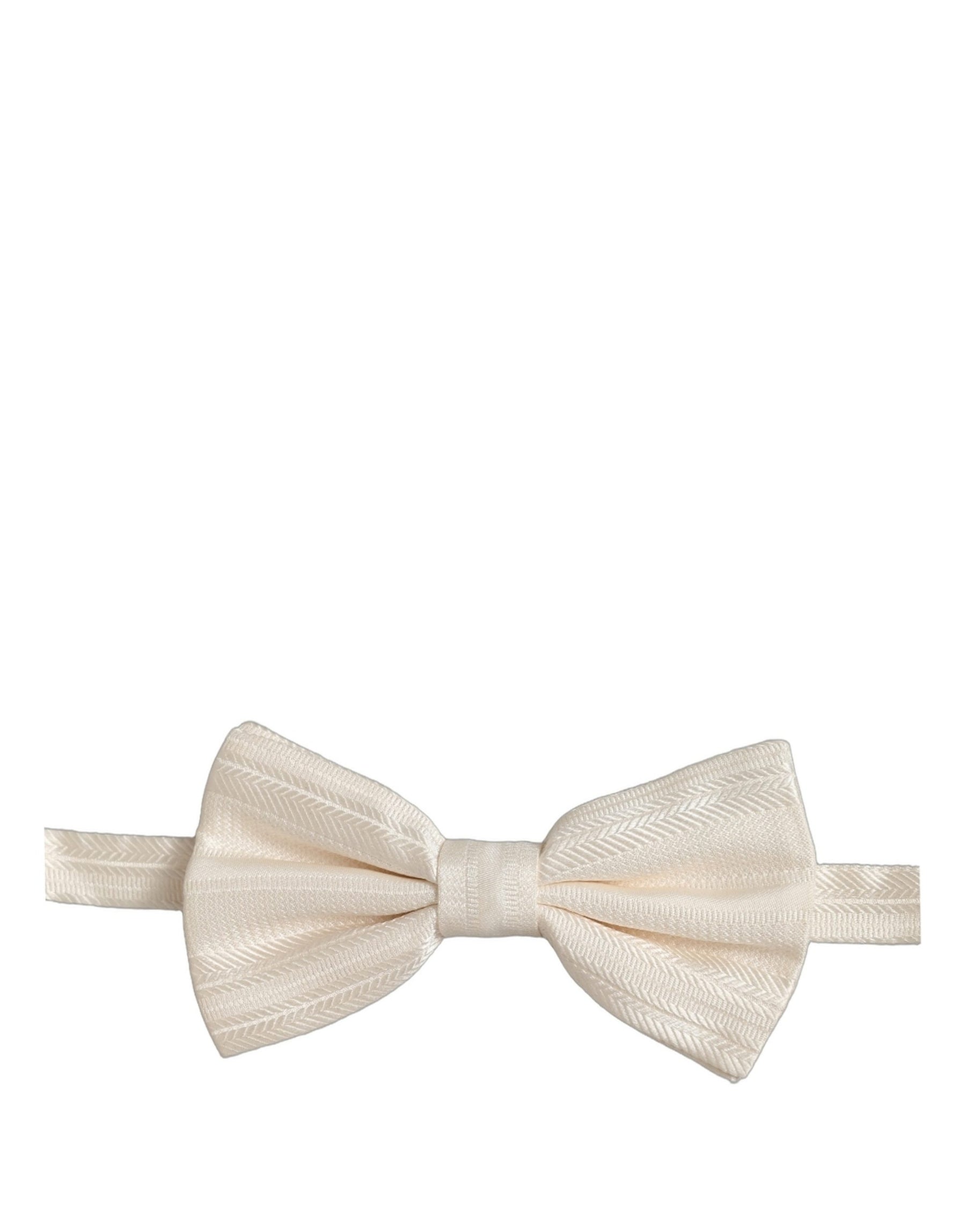 Dolce & Gabbana Men White 100% Silk Adjustable Neck Papillon Bow Tie | Regal Royce