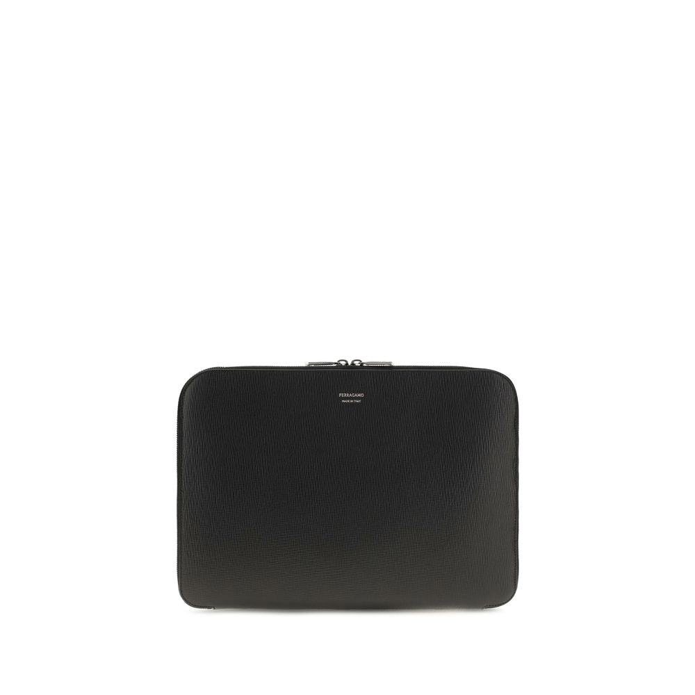 Ferragamo Black Calf Leather Bos Taurus Shoulder Bag | Regal Royce