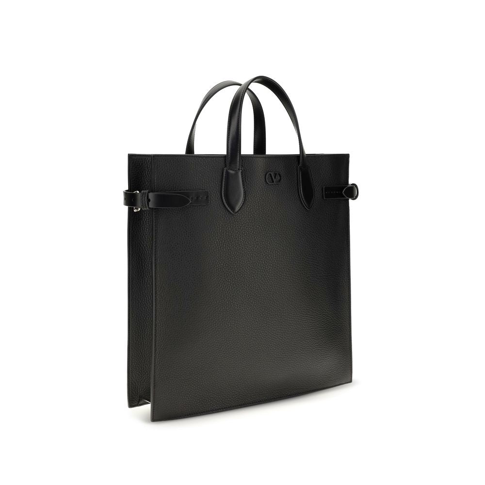 Valentino Garavani Black Calf Leather Bos Taurus Shoulder Bag | Regal Royce
