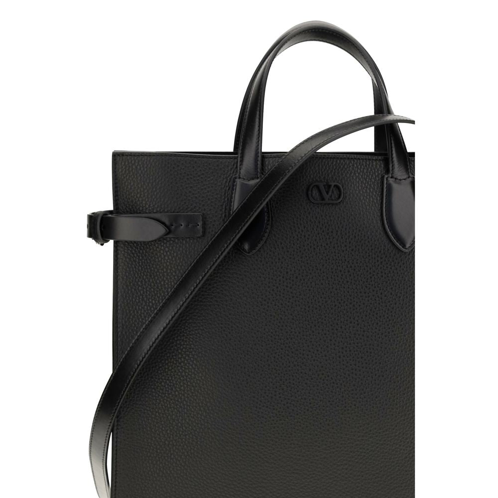 Valentino Garavani Black Calf Leather Bos Taurus Shoulder Bag | Regal Royce