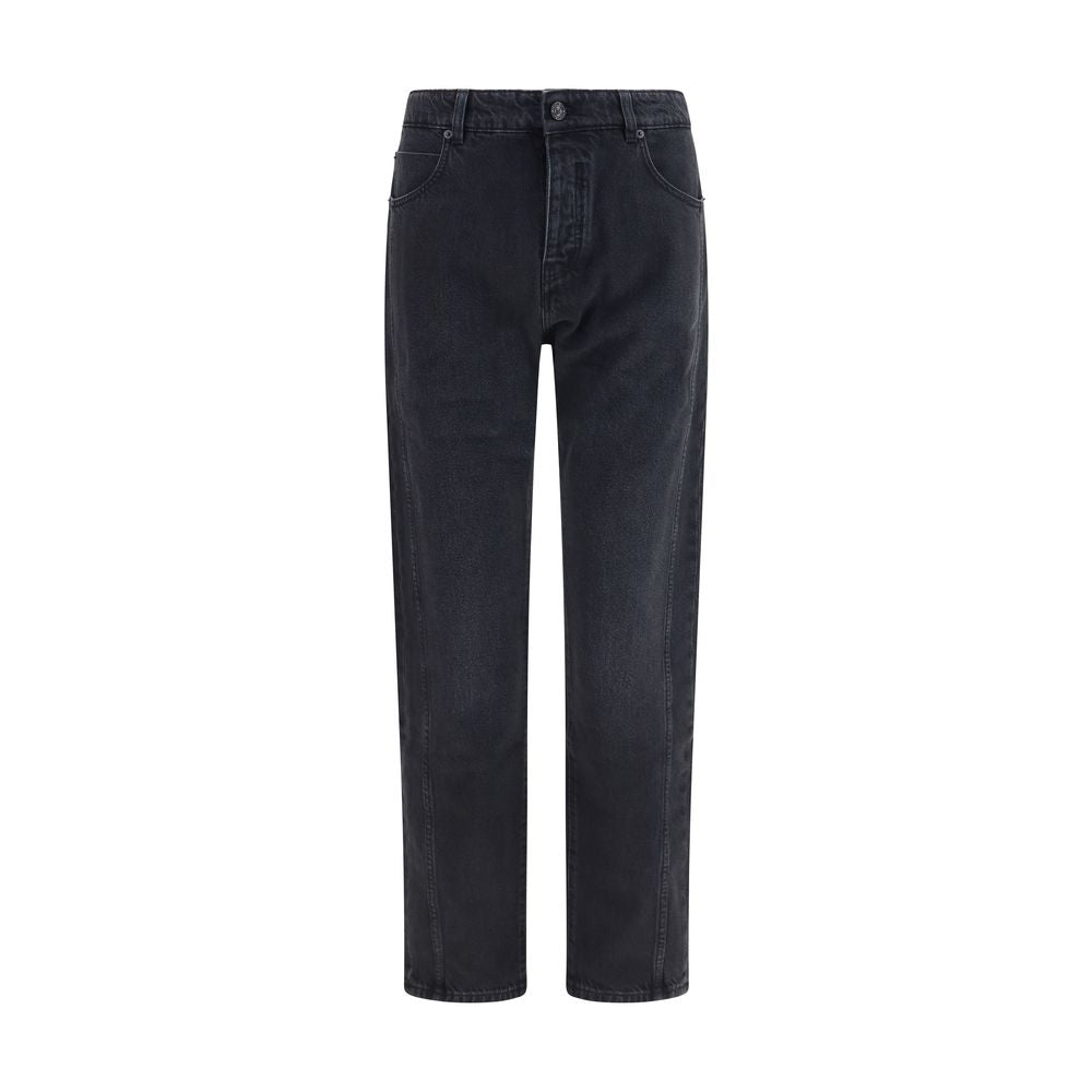 Balmain Black Cotton Straight-Leg Jeans | Regal Royce
