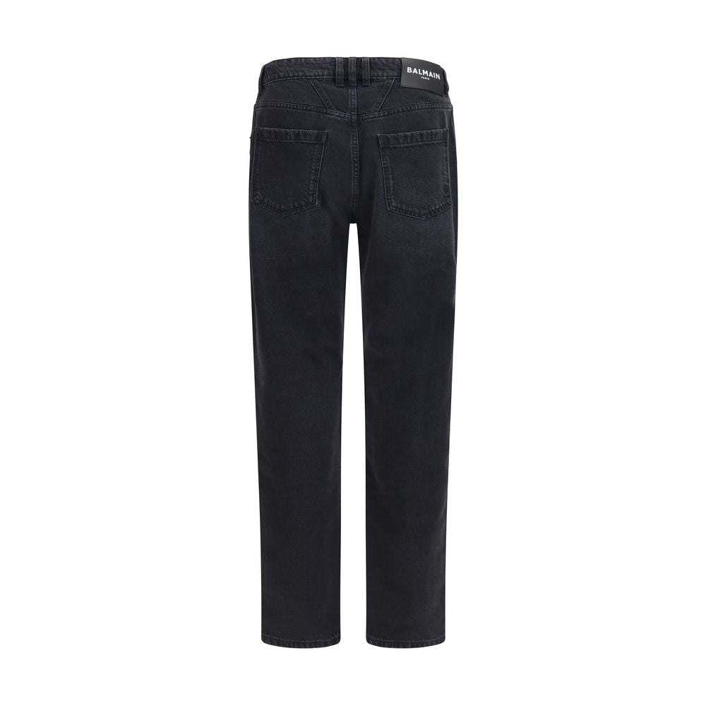 Balmain Black Cotton Straight-Leg Jeans | Regal Royce