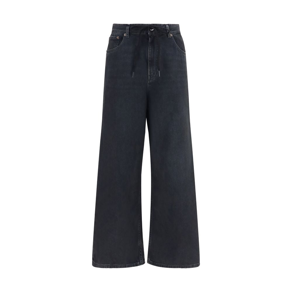 MM6 Black Cotton Relaxed Fit Jeans | Regal Royce