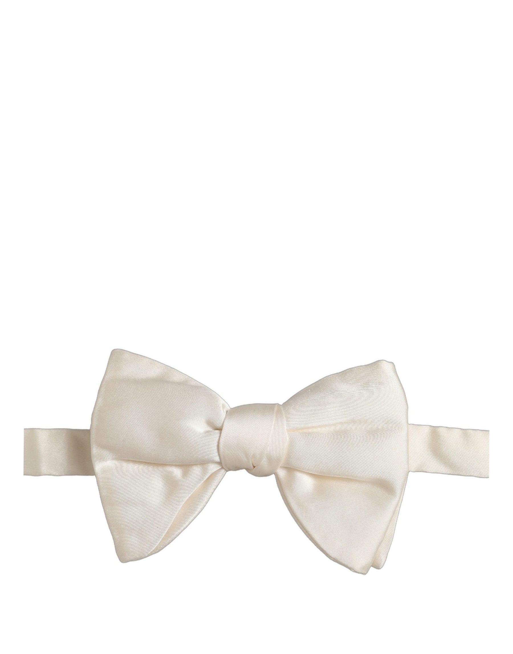 Dolce & Gabbana Men White 100% Silk Adjustable Neck Papillon Bow Tie | Regal Royce
