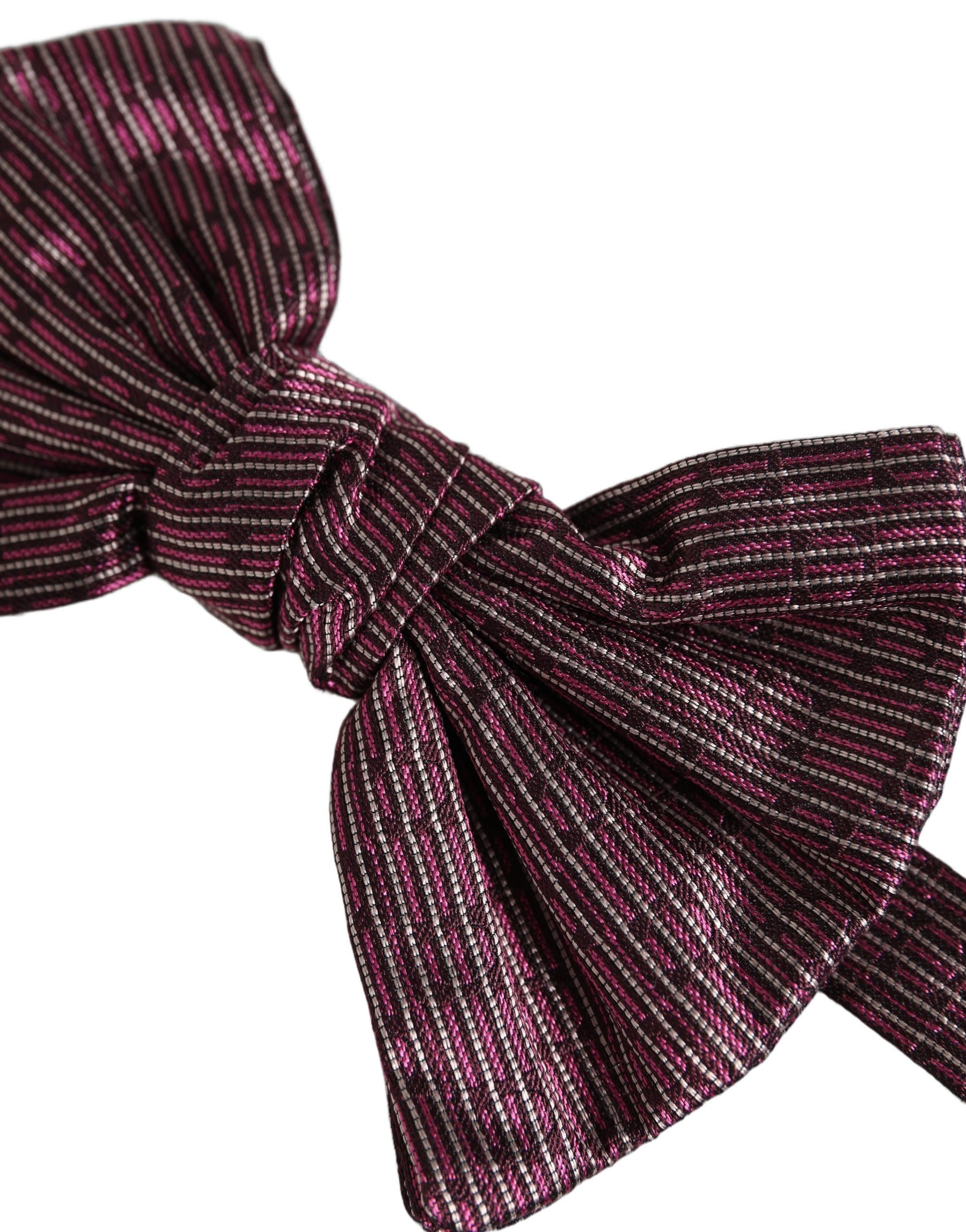 Dolce & Gabbana Men Maroon 100% Silk Adjustable Neck Papillon Bow Tie | Regal Royce