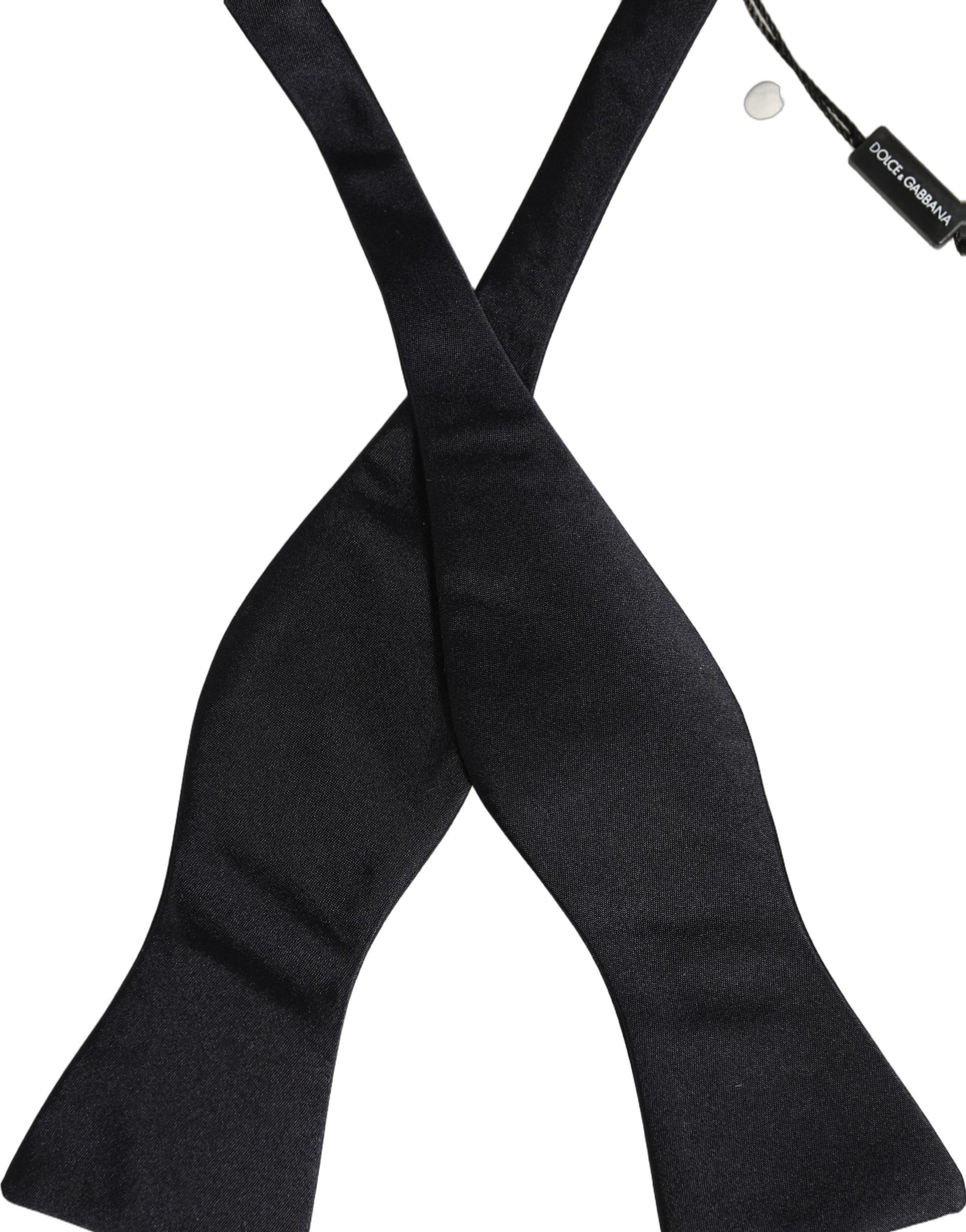 Dolce & Gabbana Men Black 100% Silk Adjustable Neck Papillon Bow Tie | Regal Royce