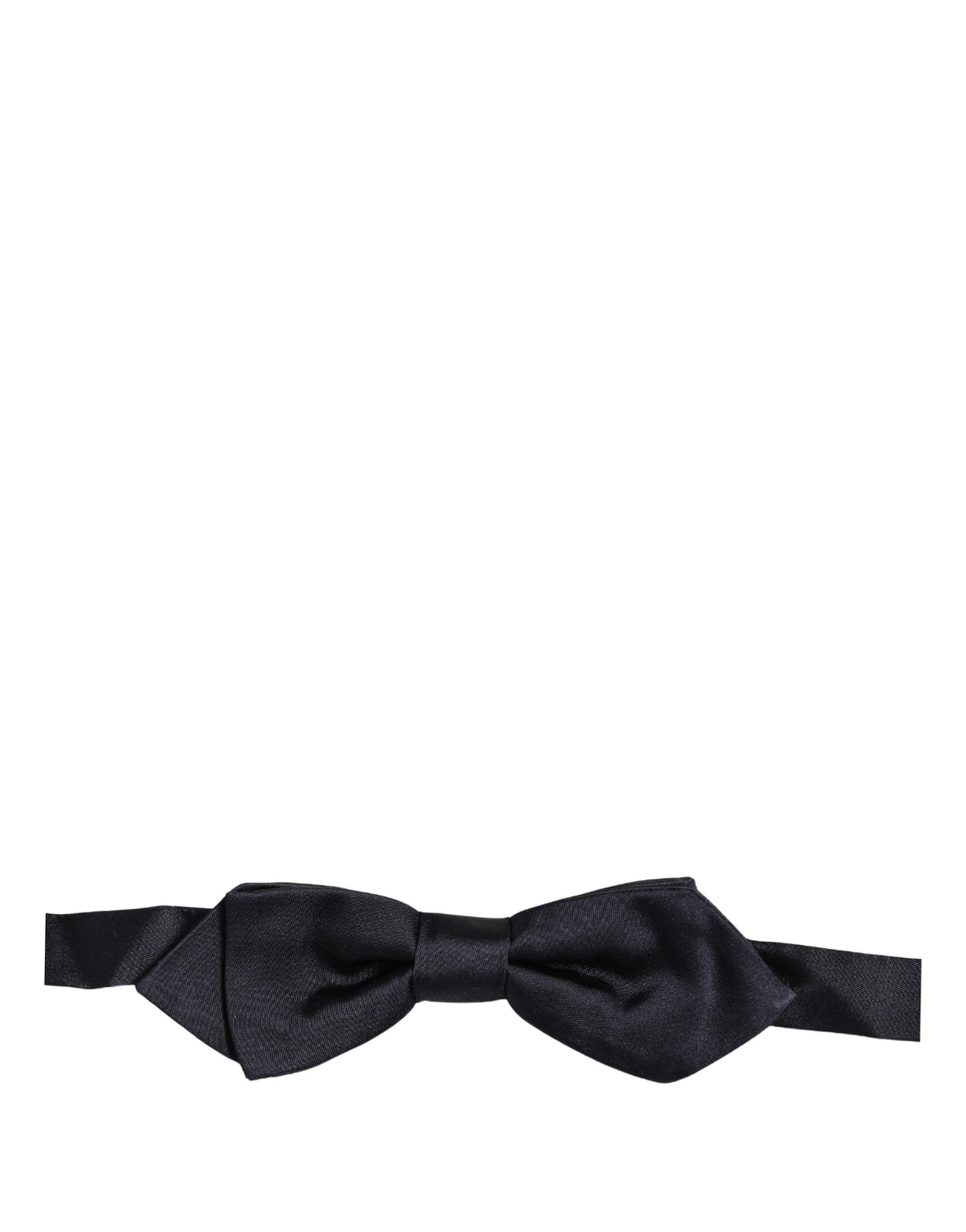 Dolce & Gabbana Men Dark Blue 100% Silk Adjustable Neck Papillon Bow Tie | Regal Royce