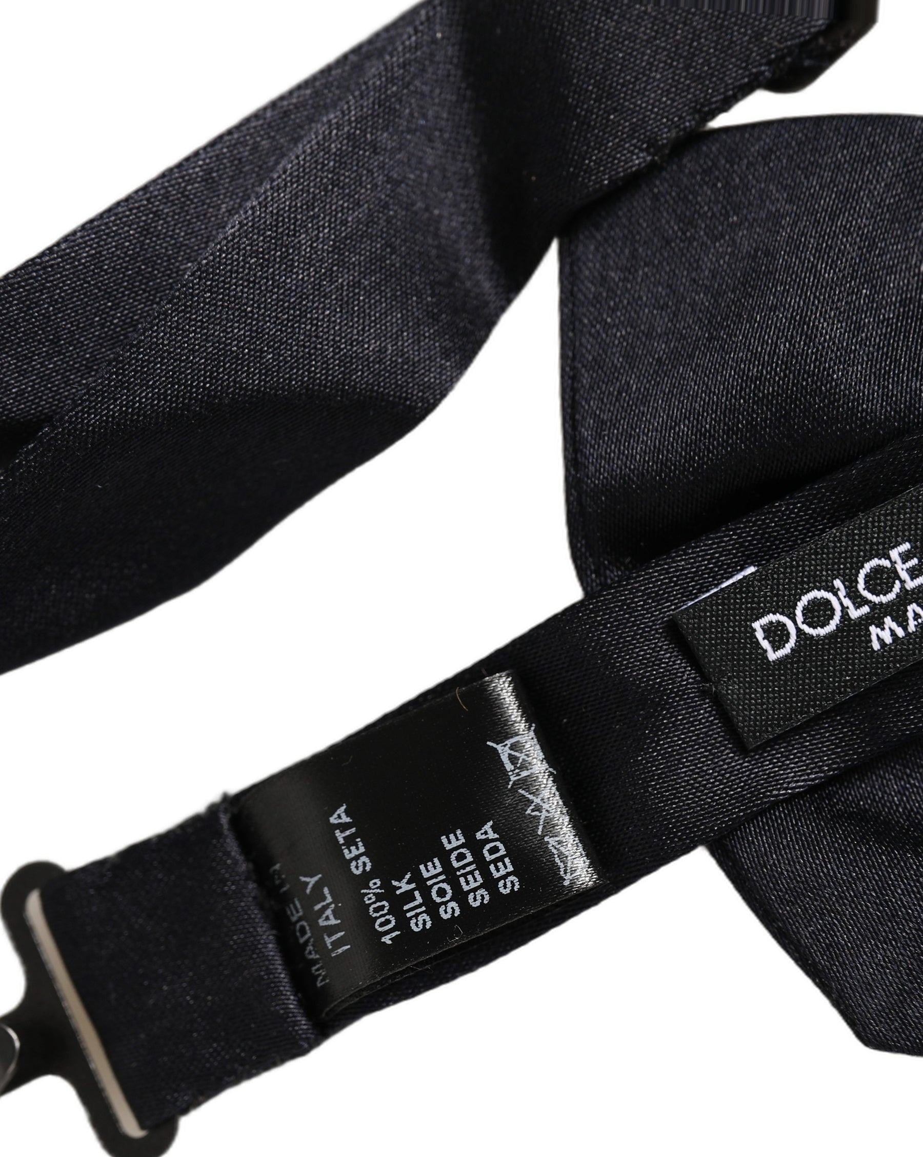 Dolce & Gabbana Men Black 100% Silk Adjustable Neck Papillon Bow Tie | Regal Royce