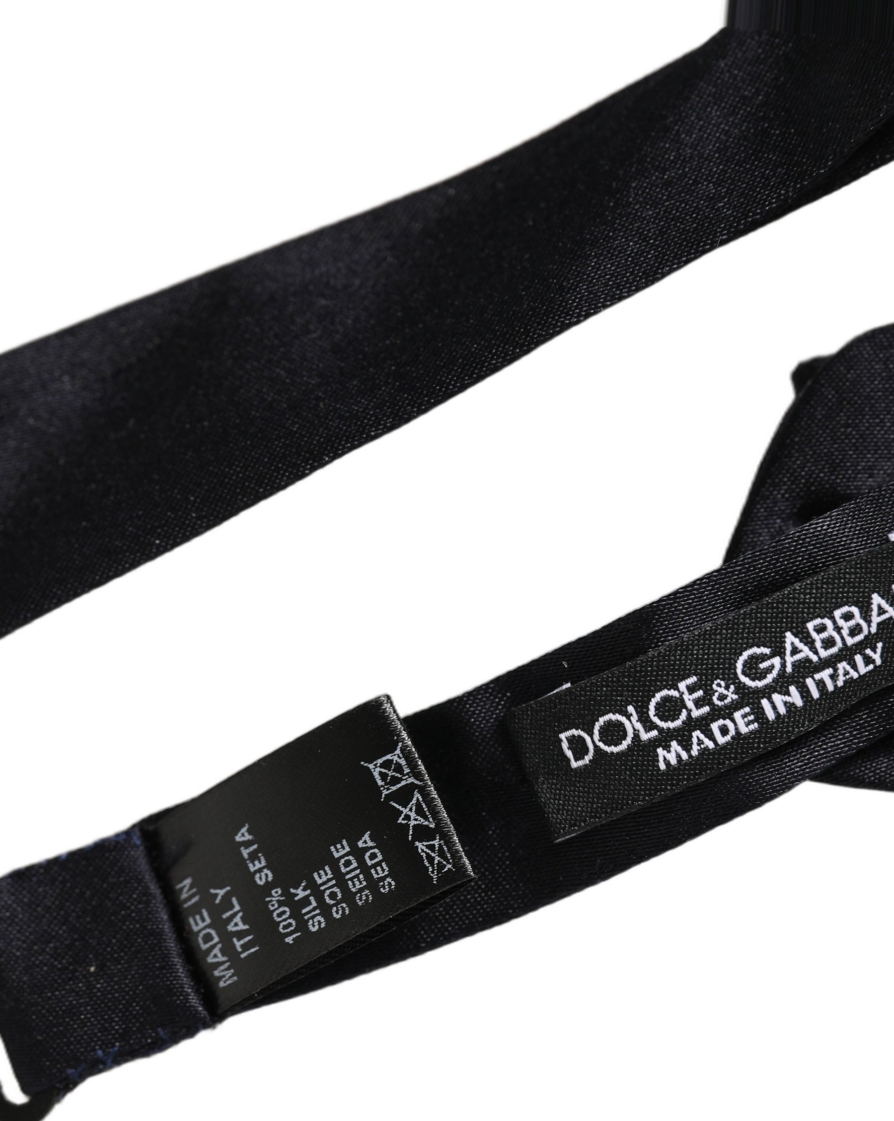Dolce & Gabbana Men Black 100% Silk Adjustable Neck Papillon Bow Tie | Regal Royce