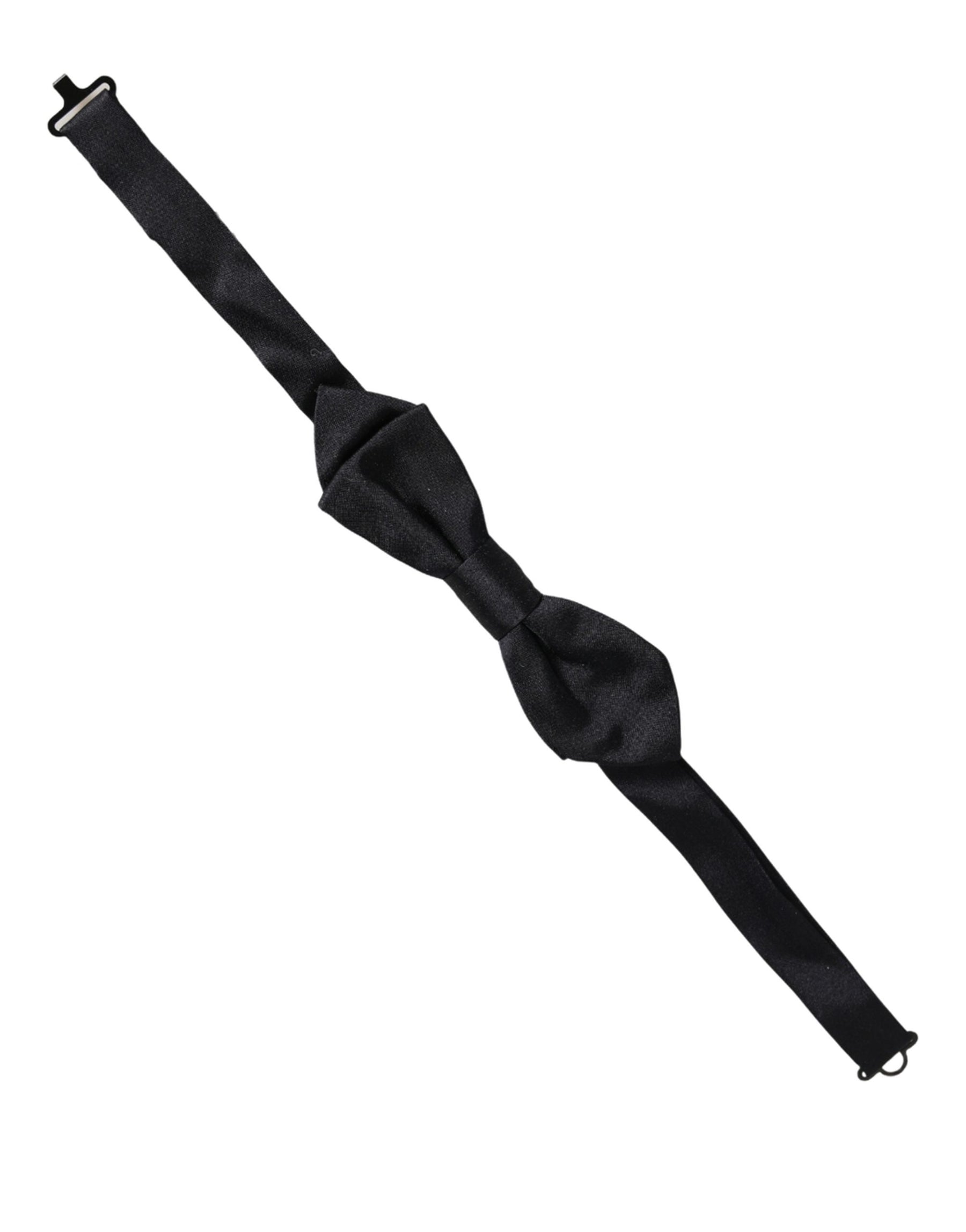 Dolce & Gabbana Men Black 100% Silk Adjustable Neck Papillon Bow Tie | Regal Royce