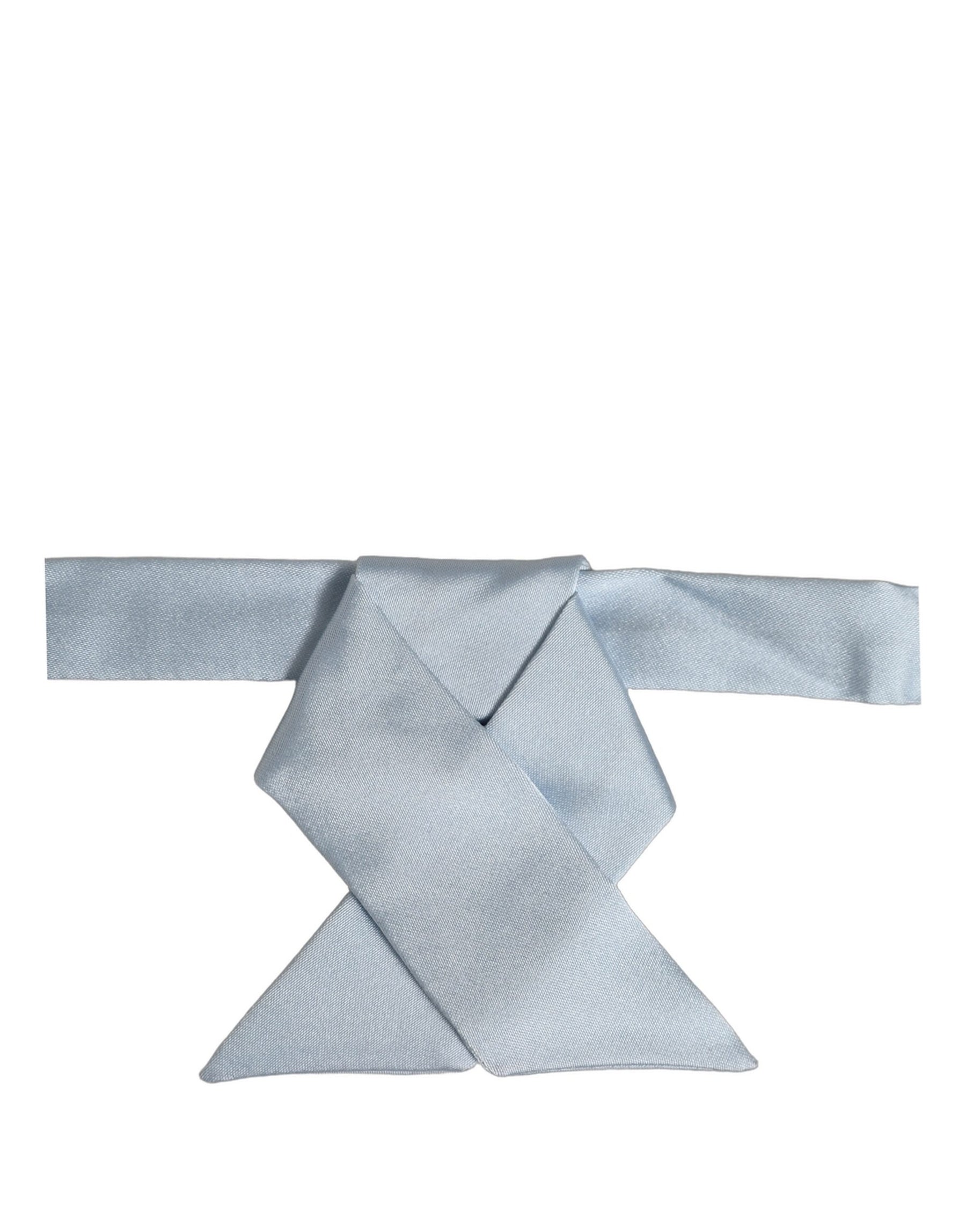 Dolce & Gabbana Men Light Blue SIlk Adjustable Neck Papillon Bow Tie | Regal Royce