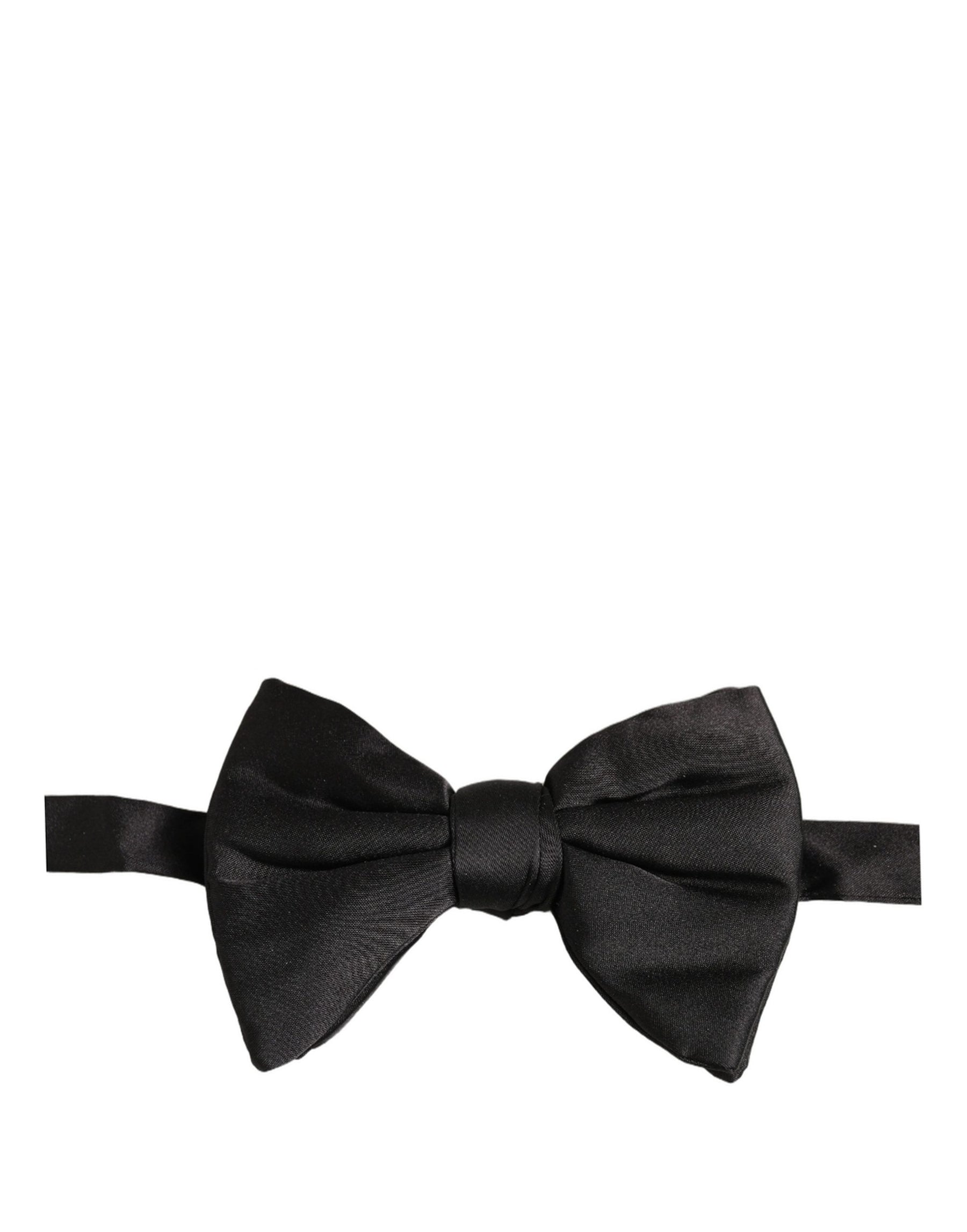 Dolce & Gabbana Men Black 100% Silk Adjustable Neck Papillon Bow Tie | Regal Royce