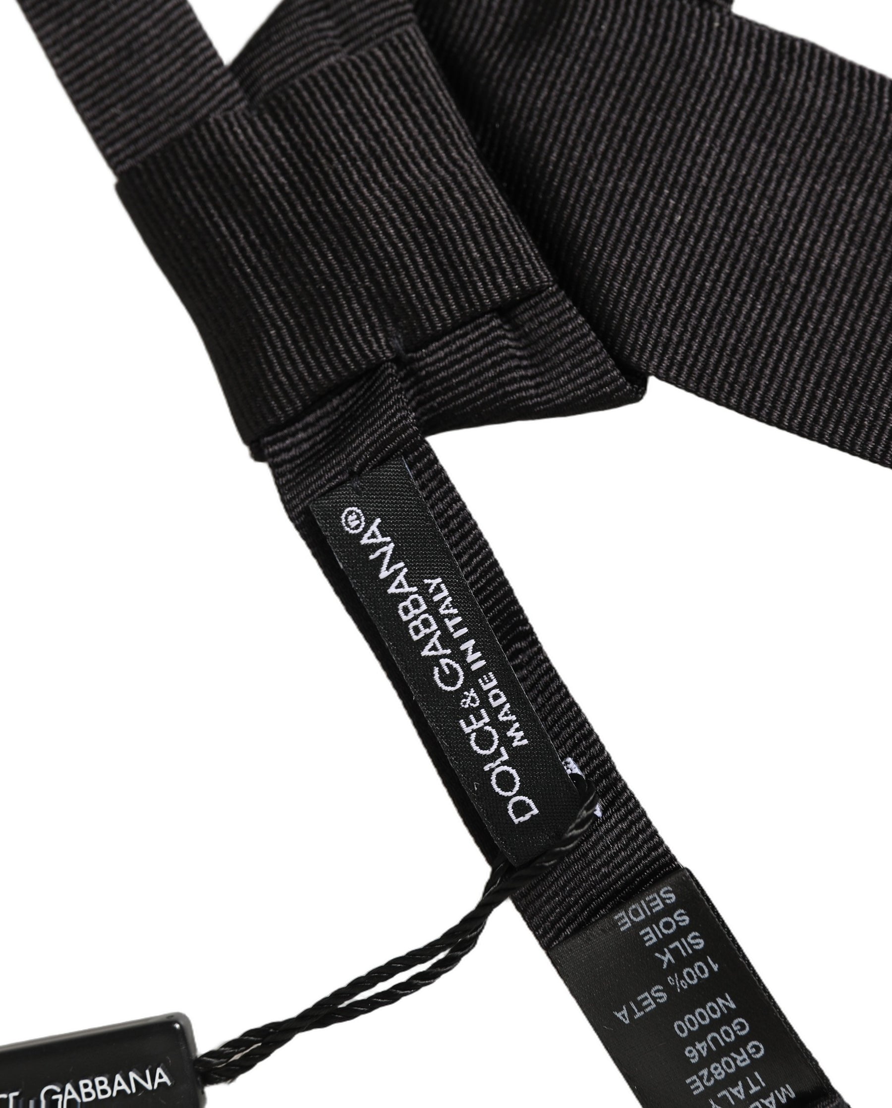 Dolce & Gabbana Men Black 100% SIlk Adjustable Neck Papillon Bow Tie | Regal Royce