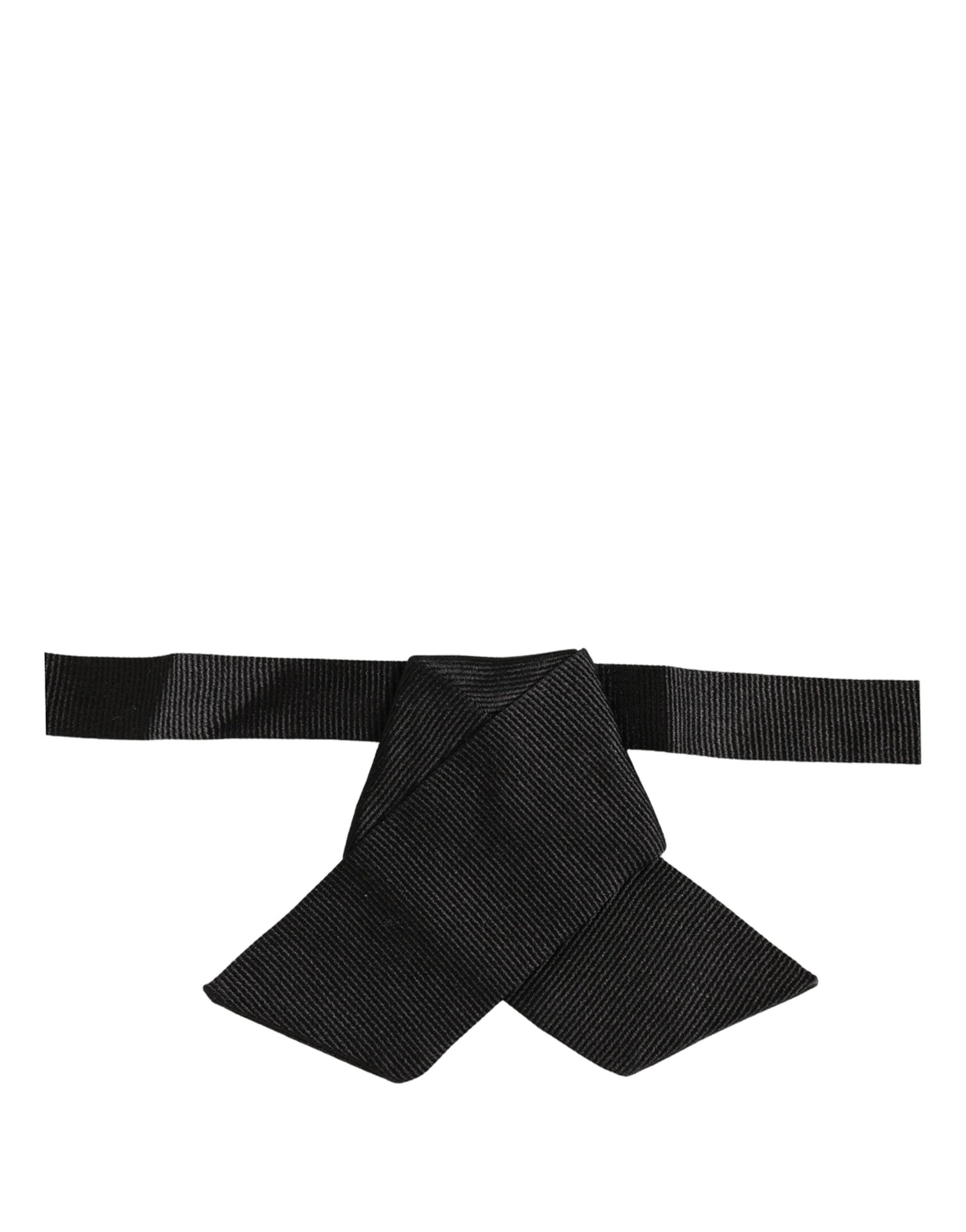 Dolce & Gabbana Men Black 100% SIlk Adjustable Neck Papillon Bow Tie | Regal Royce