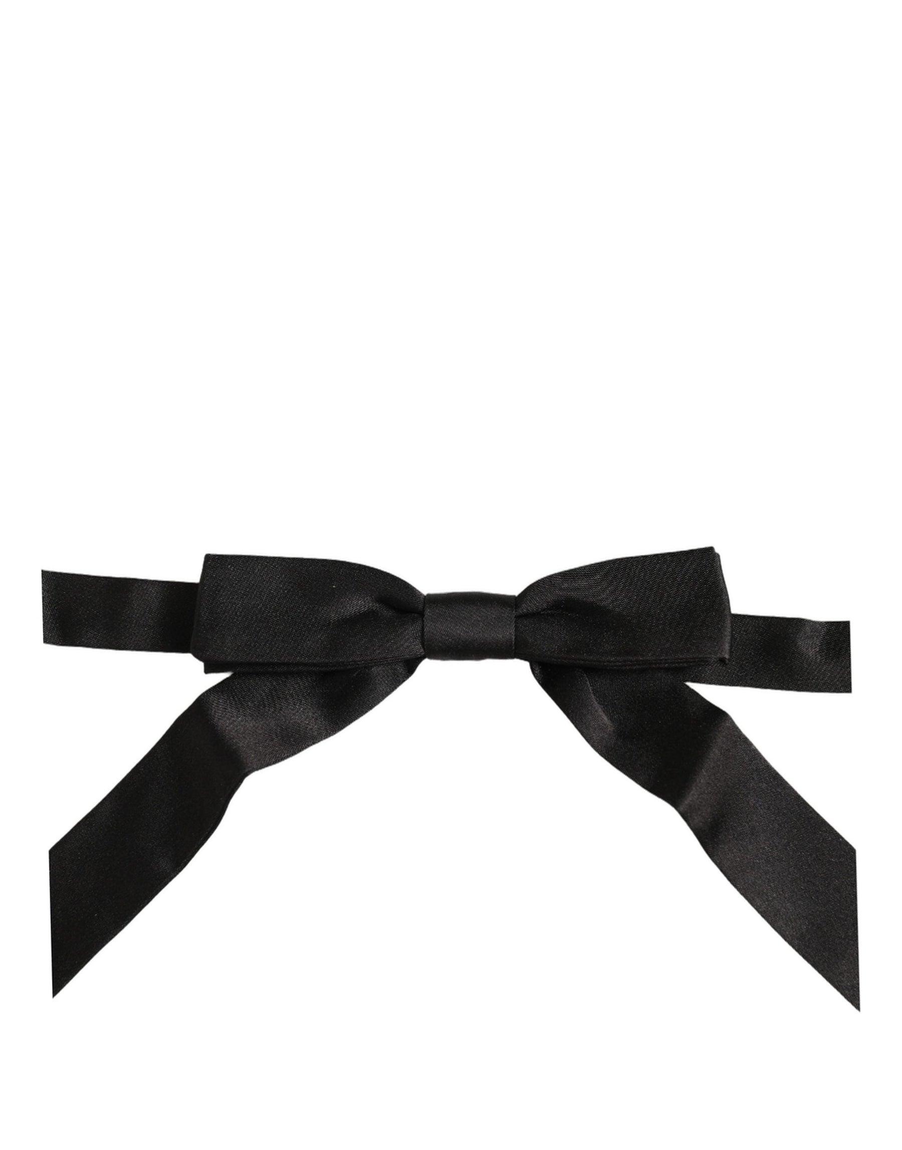 Dolce & Gabbana Men Black 100% SIlk Adjustable Neck Papillon Bow Tie | Regal Royce