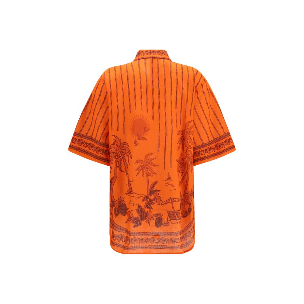Alemais Orange Cotton Pattern Shirt | Regal Royce