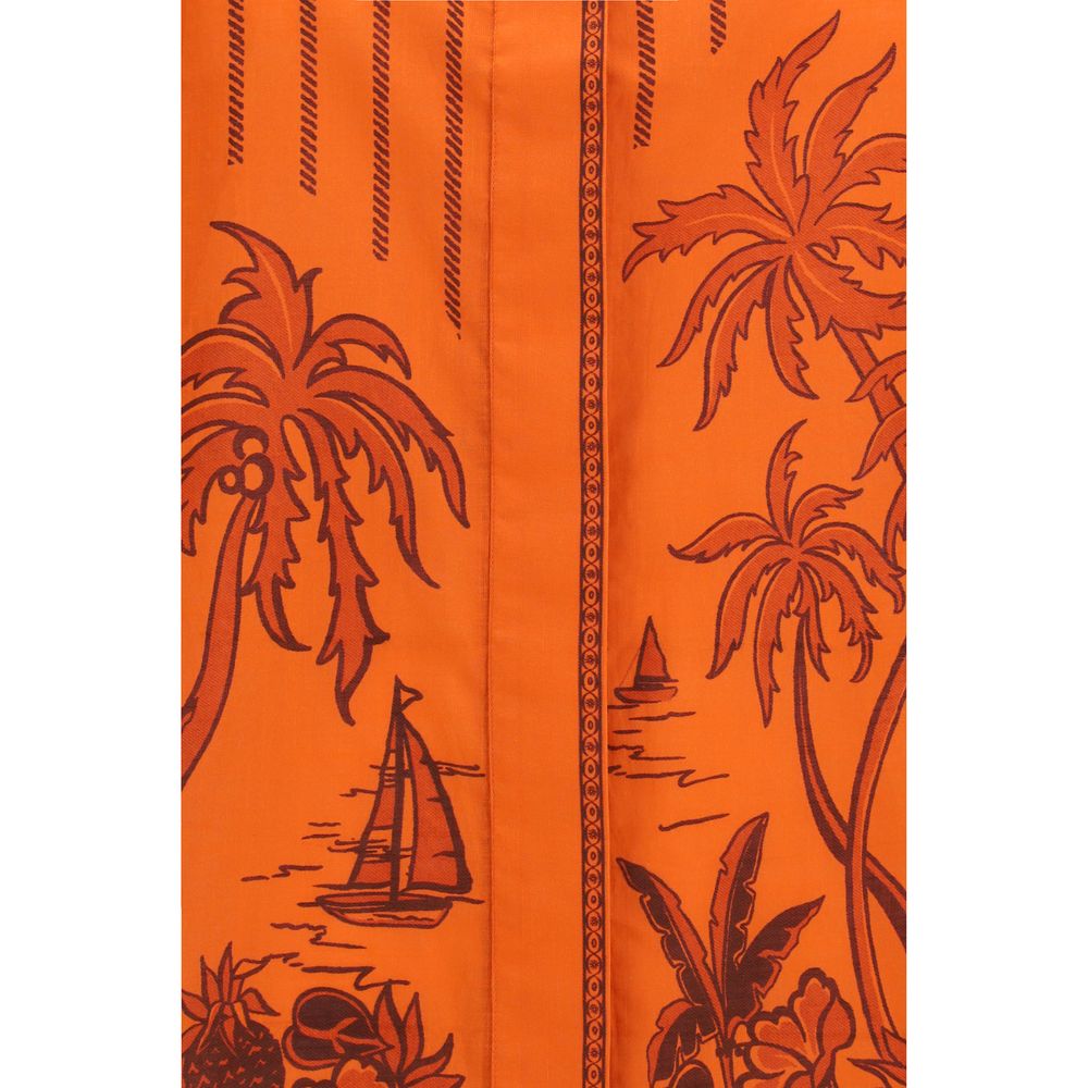 Alemais Orange Cotton Pattern Shirt | Regal Royce