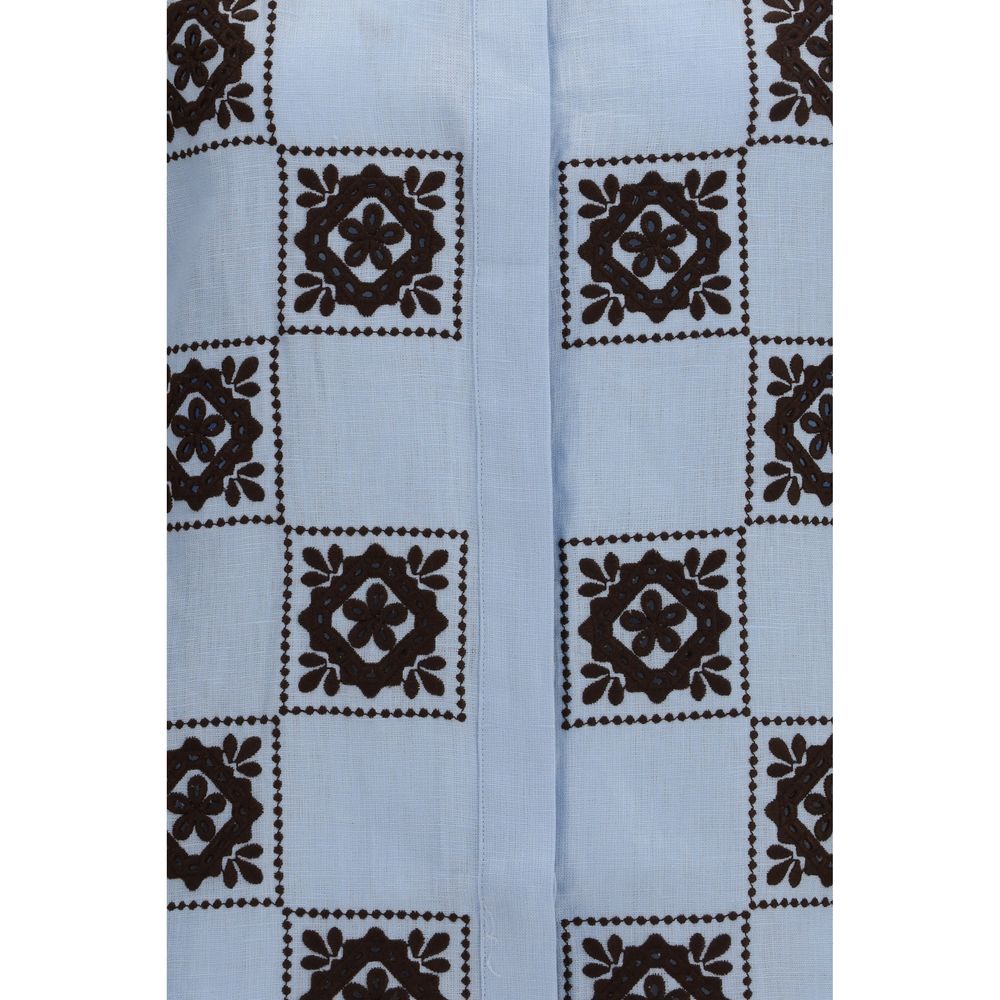 Alemais Blue Linen Pattern Shirt | Regal Royce