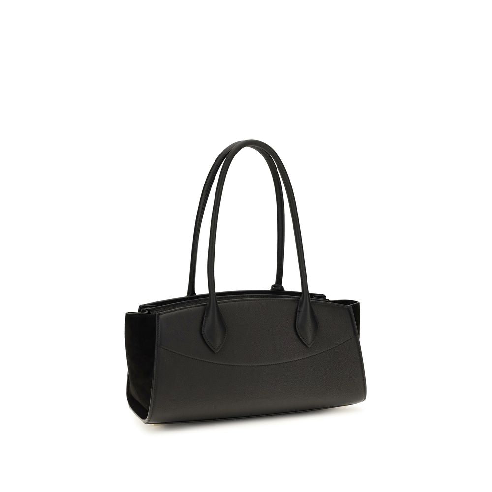 Ferragamo Black Calf Leather Bos Taurus Shoulder Bag | Regal Royce
