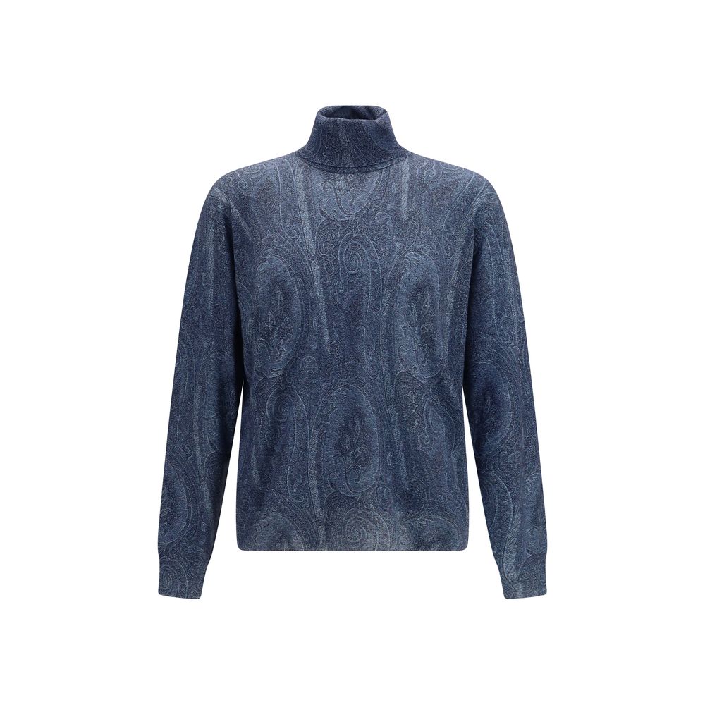 Etro Blue Silk Turtleneck | Regal Royce