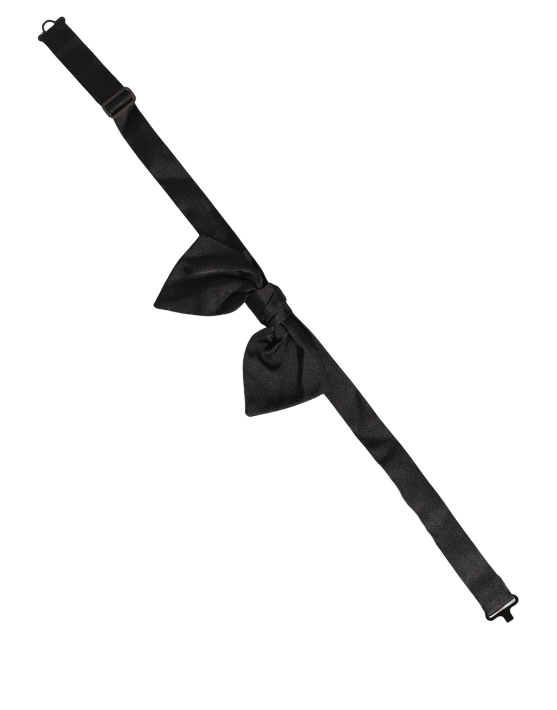 Dolce & Gabbana Men Black 100% SIlk Adjustable Neck Papillon Bow Tie | Regal Royce