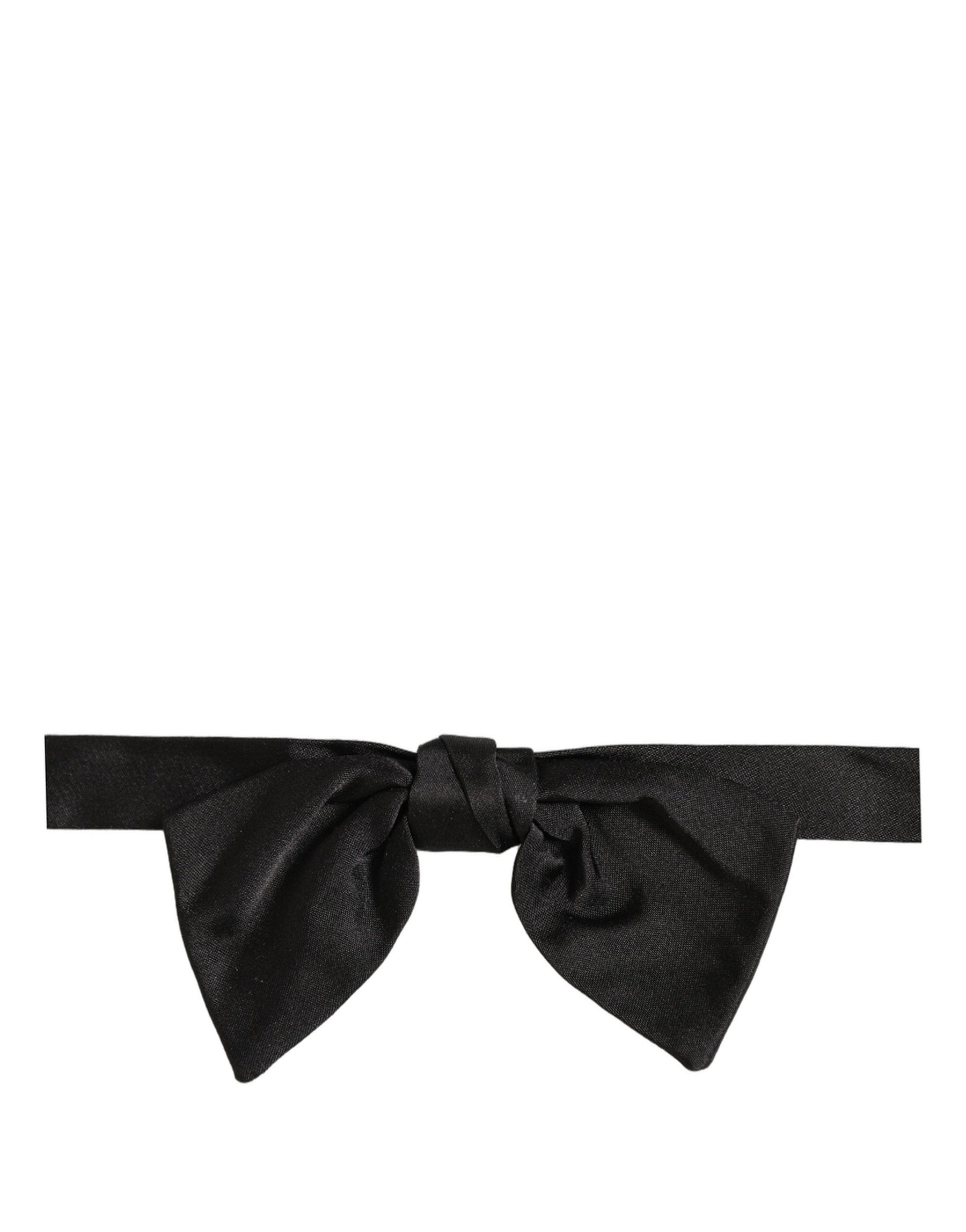 Dolce & Gabbana Men Black 100% SIlk Adjustable Neck Papillon Bow Tie | Regal Royce