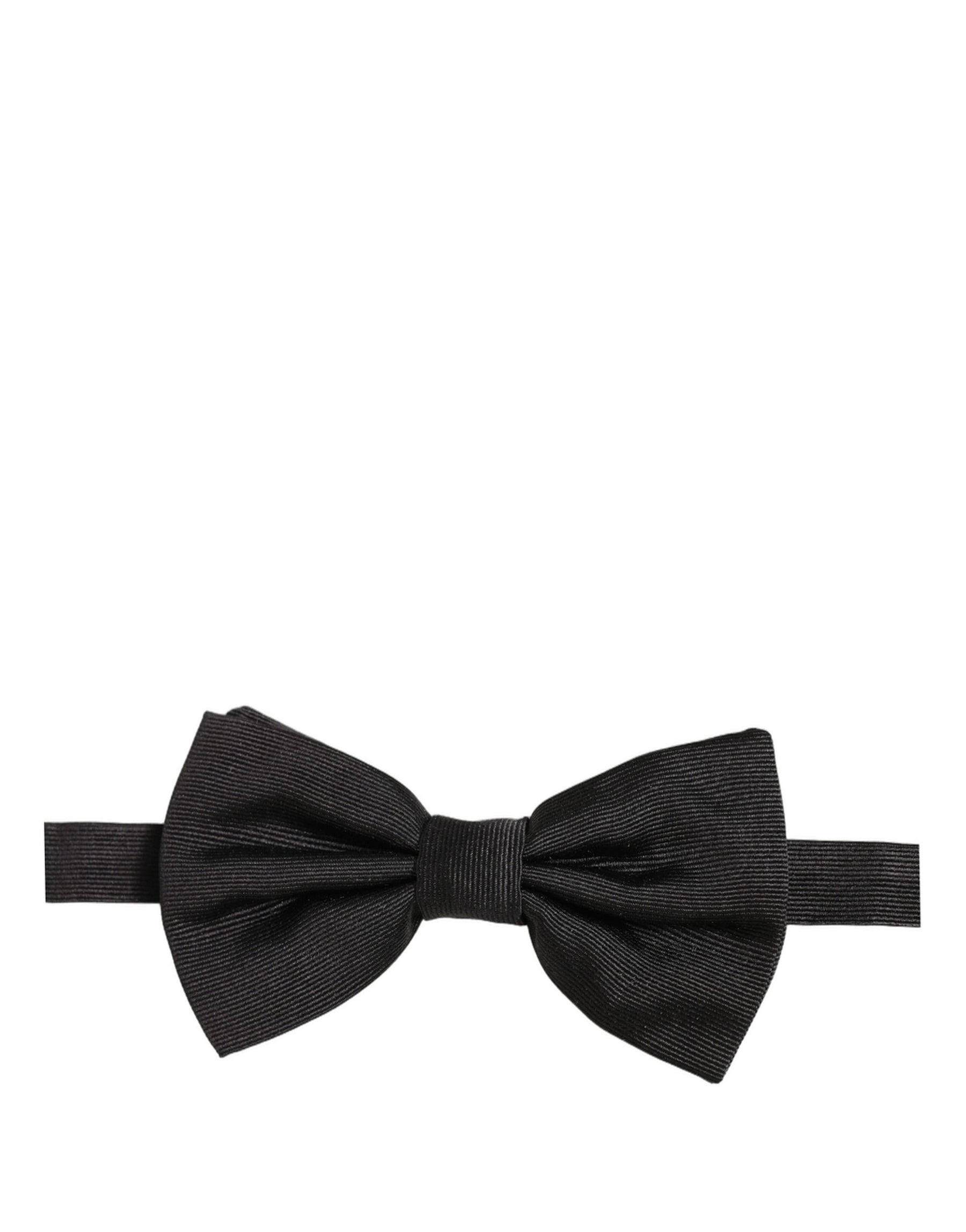 Dolce & Gabbana Men Black 100% Silk Adjustable Neck Papillon Bow Tie | Regal Royce