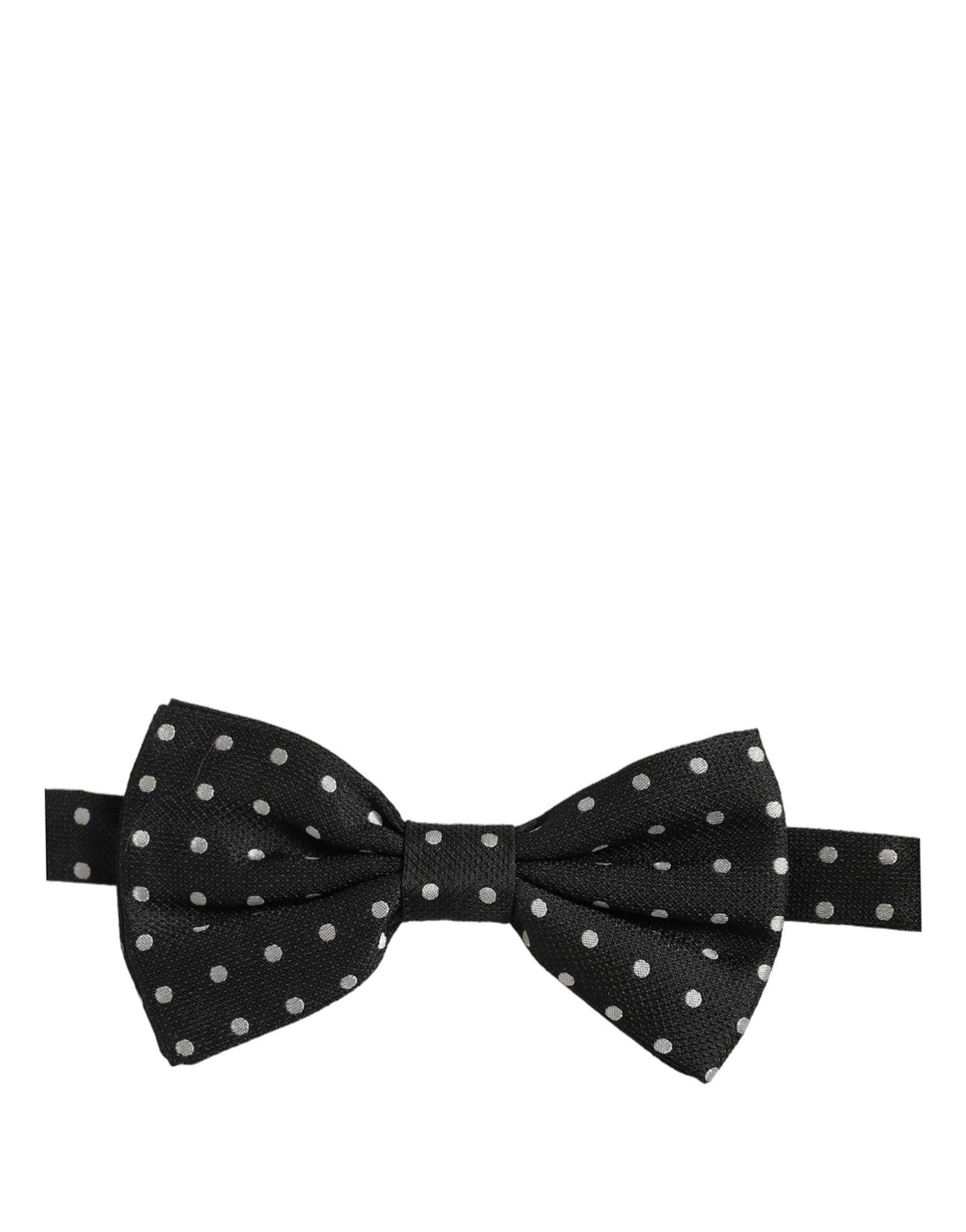 Dolce & Gabbana Black White Polka Dot Adjustable Neck Papillon Bow Tie | Regal Royce