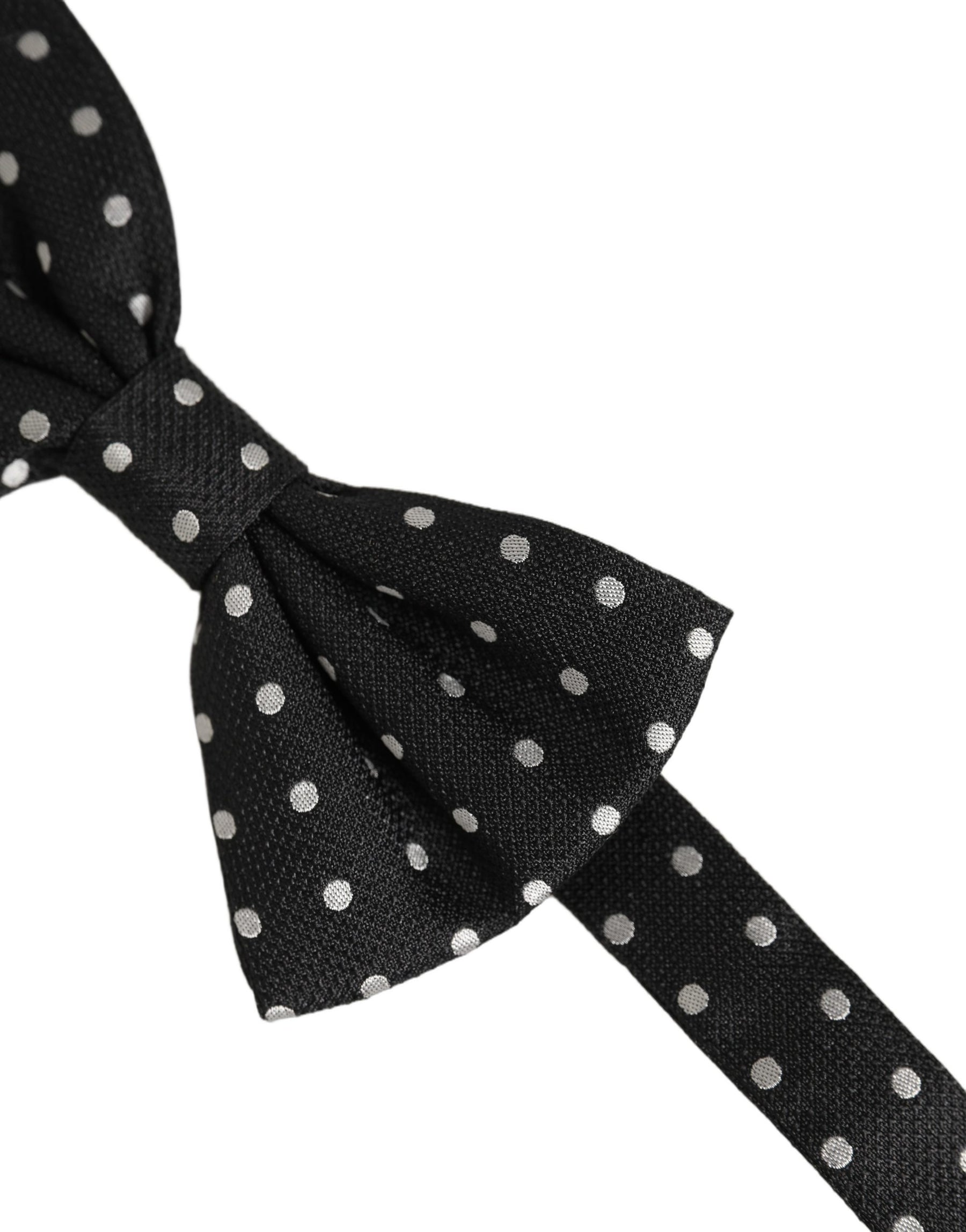 Dolce & Gabbana Black White Polka Dot Adjustable Neck Papillon Bow Tie | Regal Royce