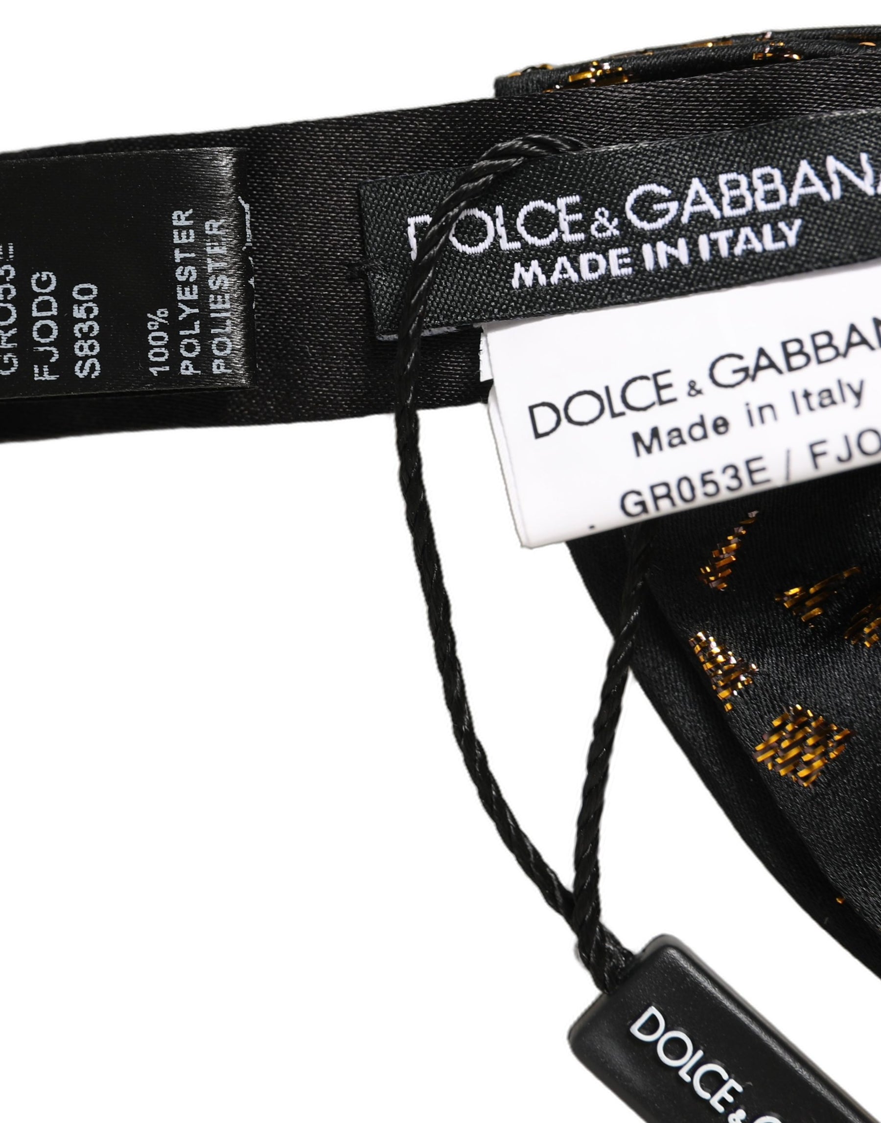 Dolce & Gabbana Black Gold Speckle Pattern Adjustable Neck Papillon Bow Tie | Regal Royce