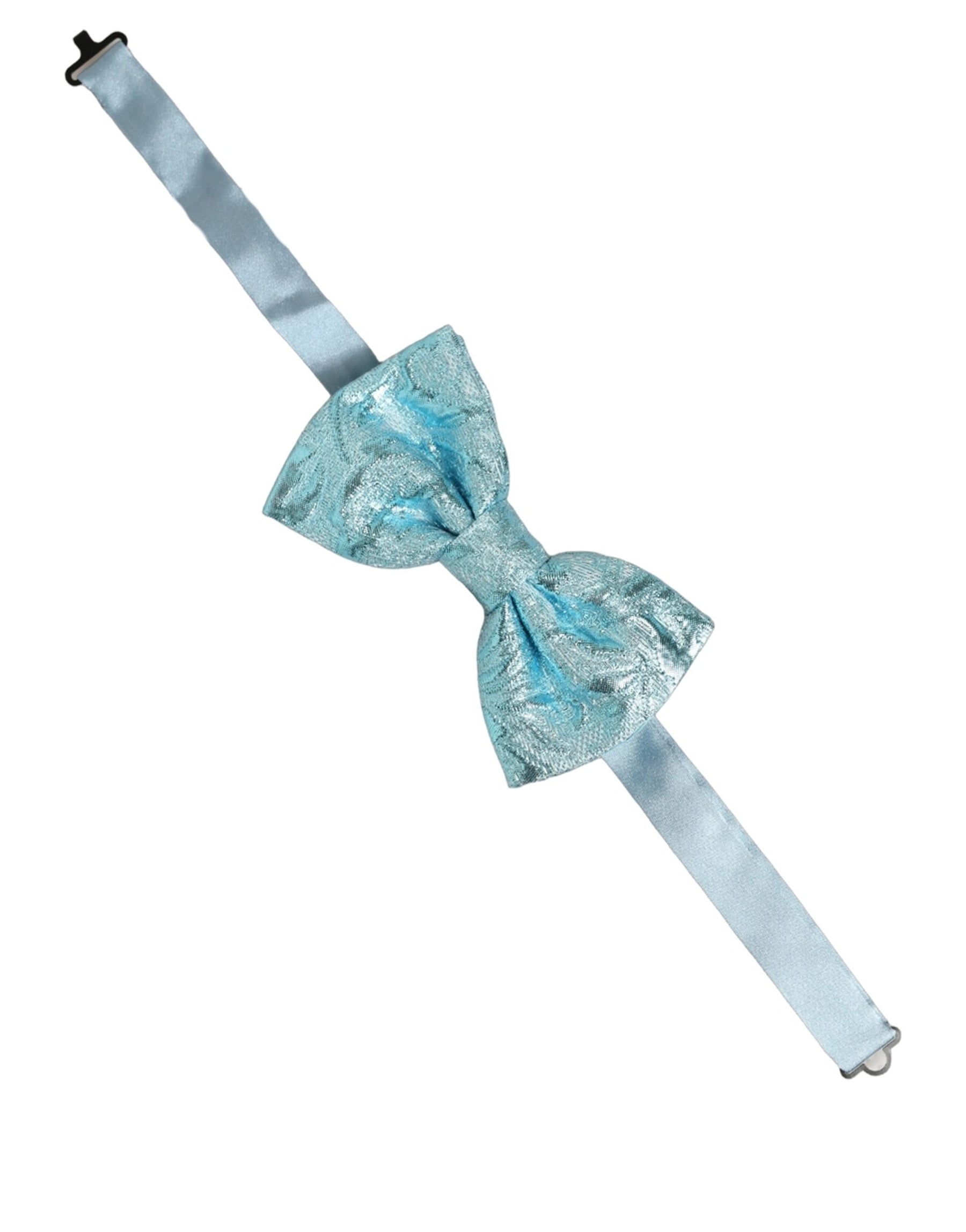 Dolce & Gabbana Light Blue Floral Brocade Adjustable Neck Papillon Bow Tie | Regal Royce