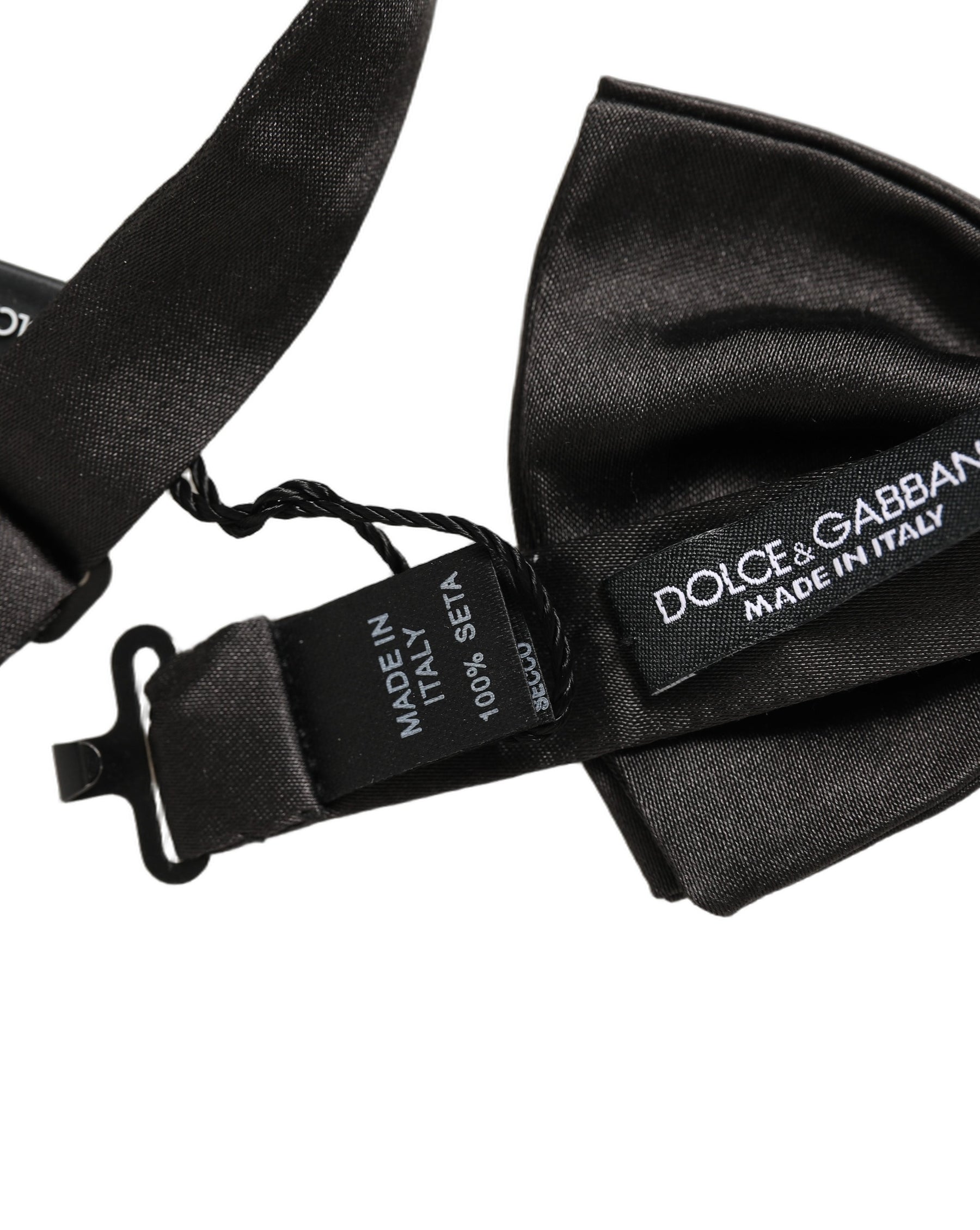 Dolce & Gabbana Men Black 100% Silk Adjustable Neck Papillon Bow Tie | Regal Royce