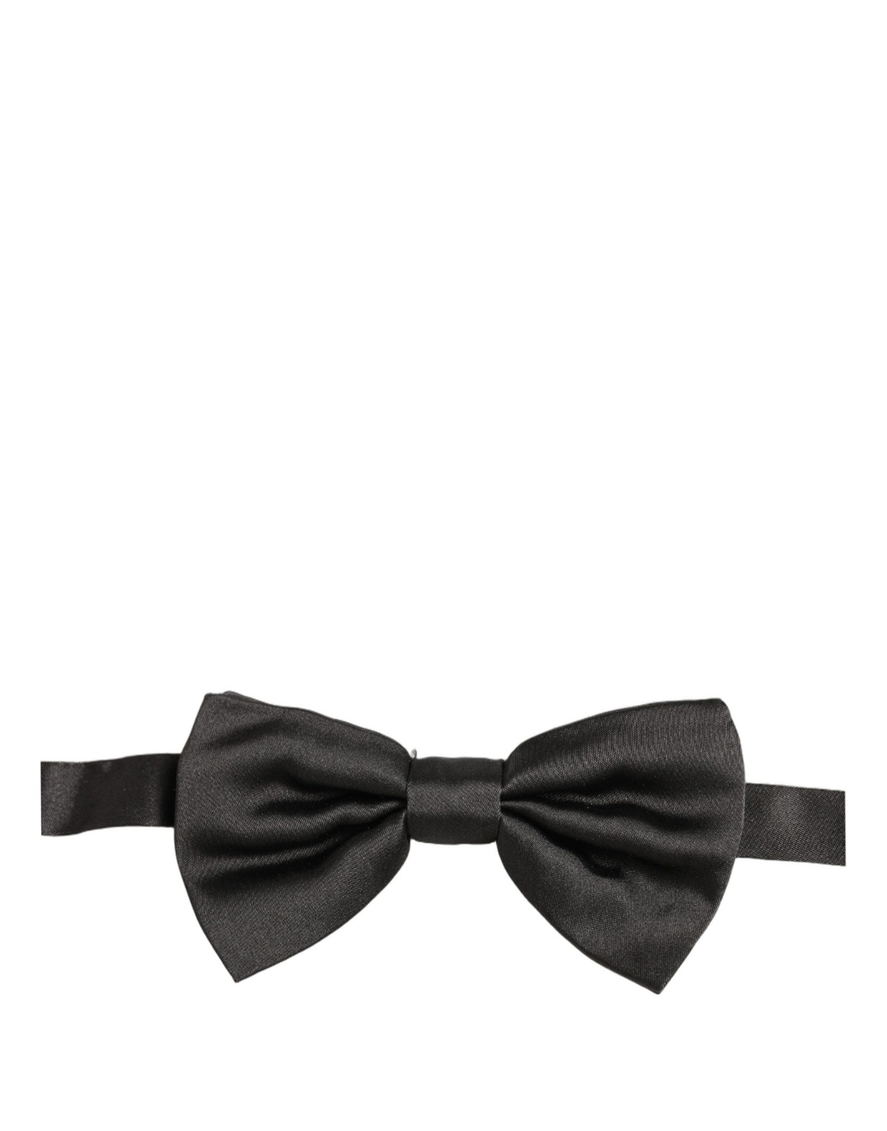 Dolce & Gabbana Men Black 100% Silk Adjustable Neck Papillon Bow Tie | Regal Royce