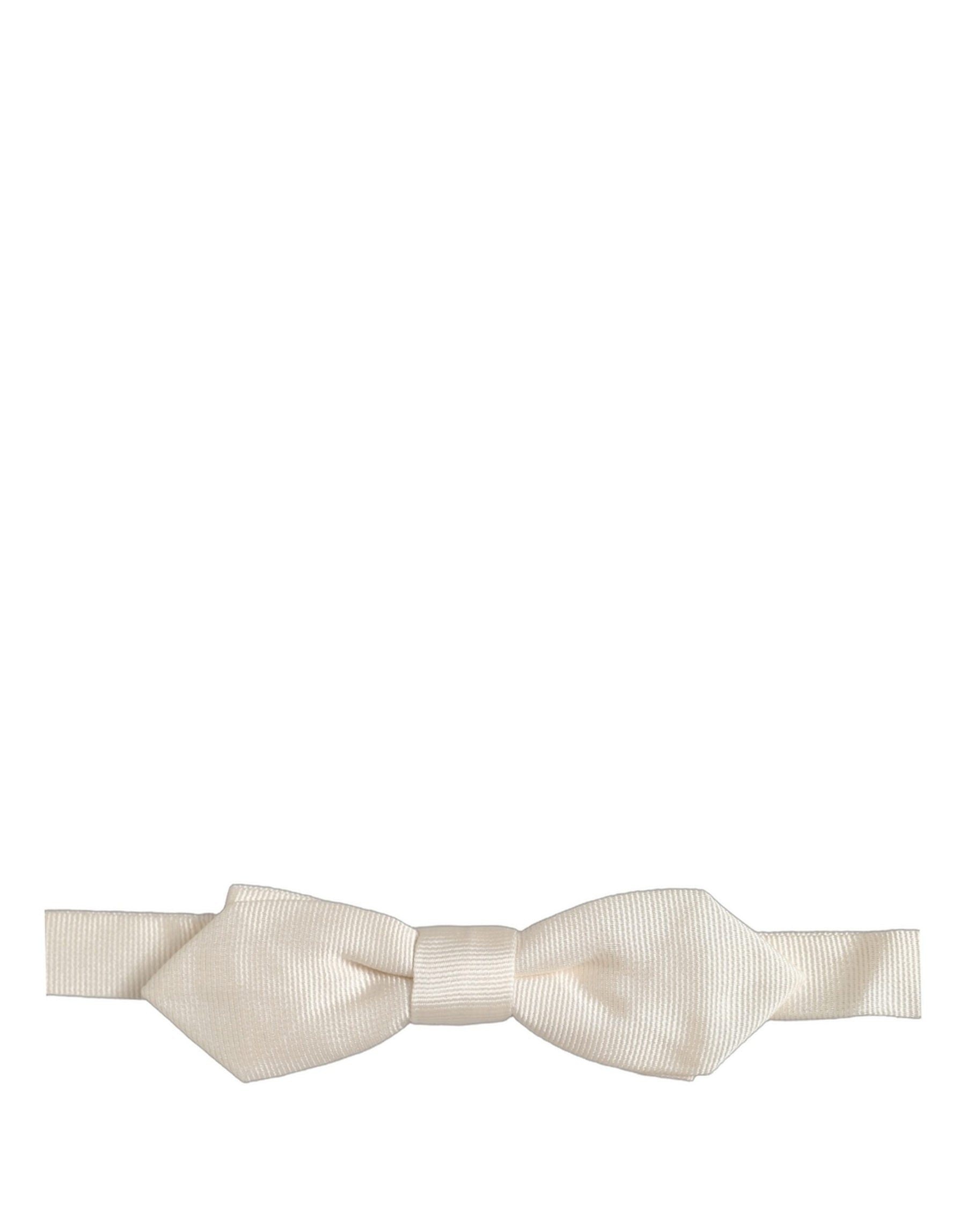 Dolce & Gabbana Men White 100% Silk Adjustable Neck Papillon Bow Tie | Regal Royce