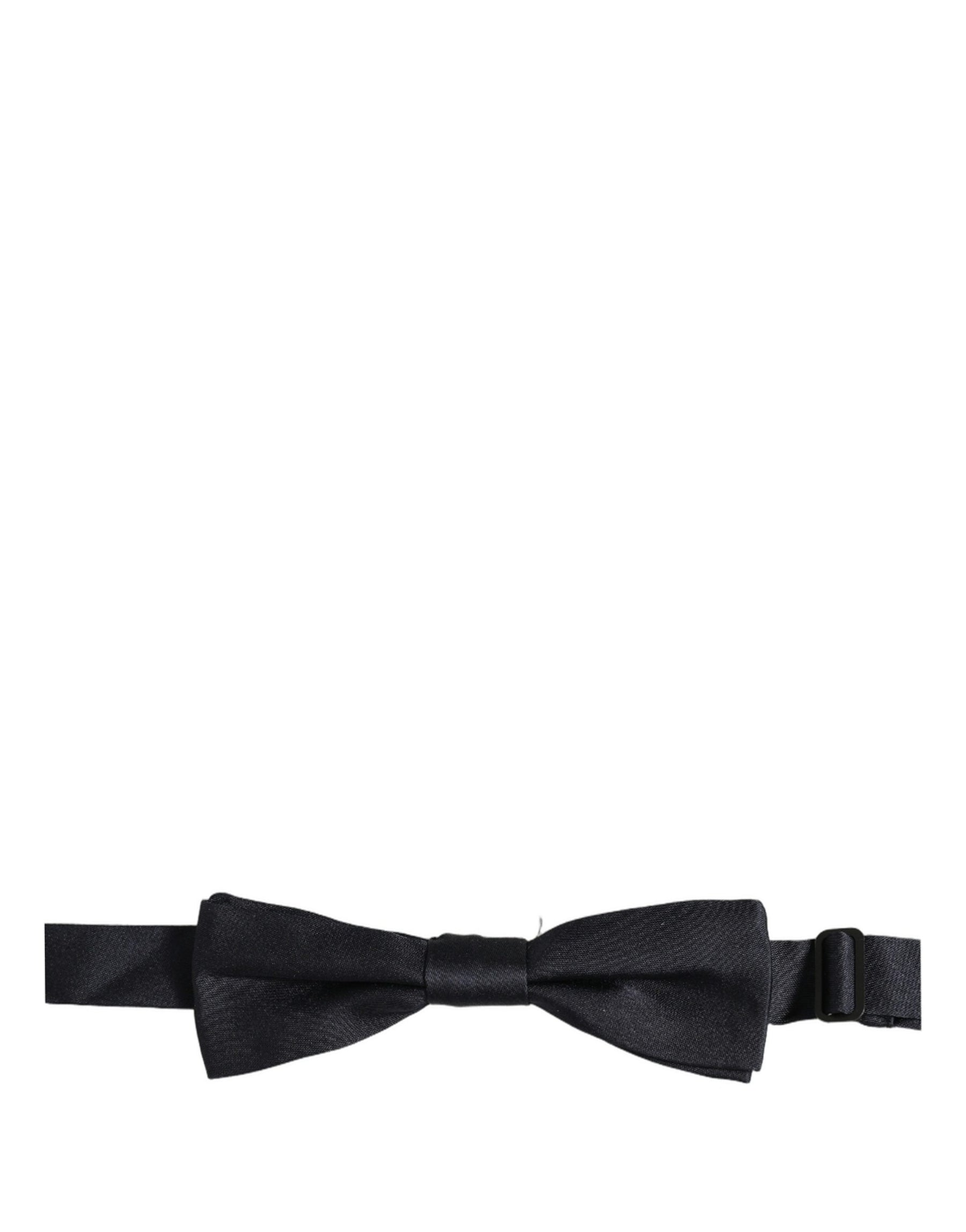 Dolce & Gabbana Men Black 100% Silk Adjustable Neck Papillon Bow Tie | Regal Royce